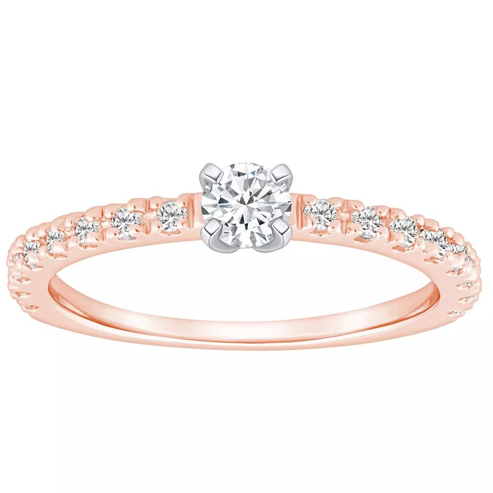 Alyson Layne 14k Gold 1/2 Carat T.W. Diamond Round Cut Embellished Band Engagement Ring, Womens 14k Two Tone Rose Gold Product Image