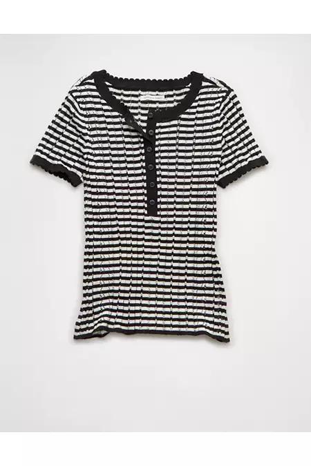 AE Henley Pointelle Sweater T-Shirt Women's Product Image