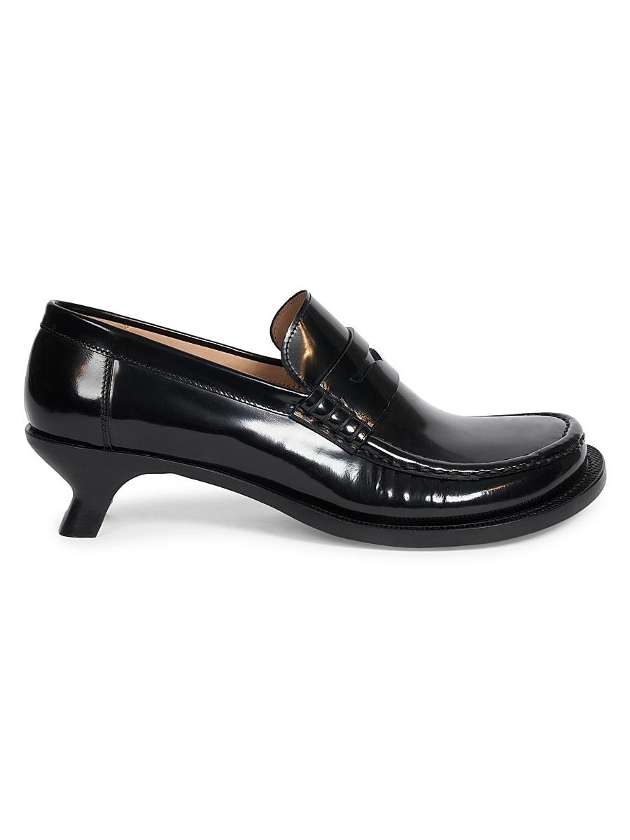 Womens Loewe Tierra 40MM Leather Kitten-Heel Loafer Pumps Product Image
