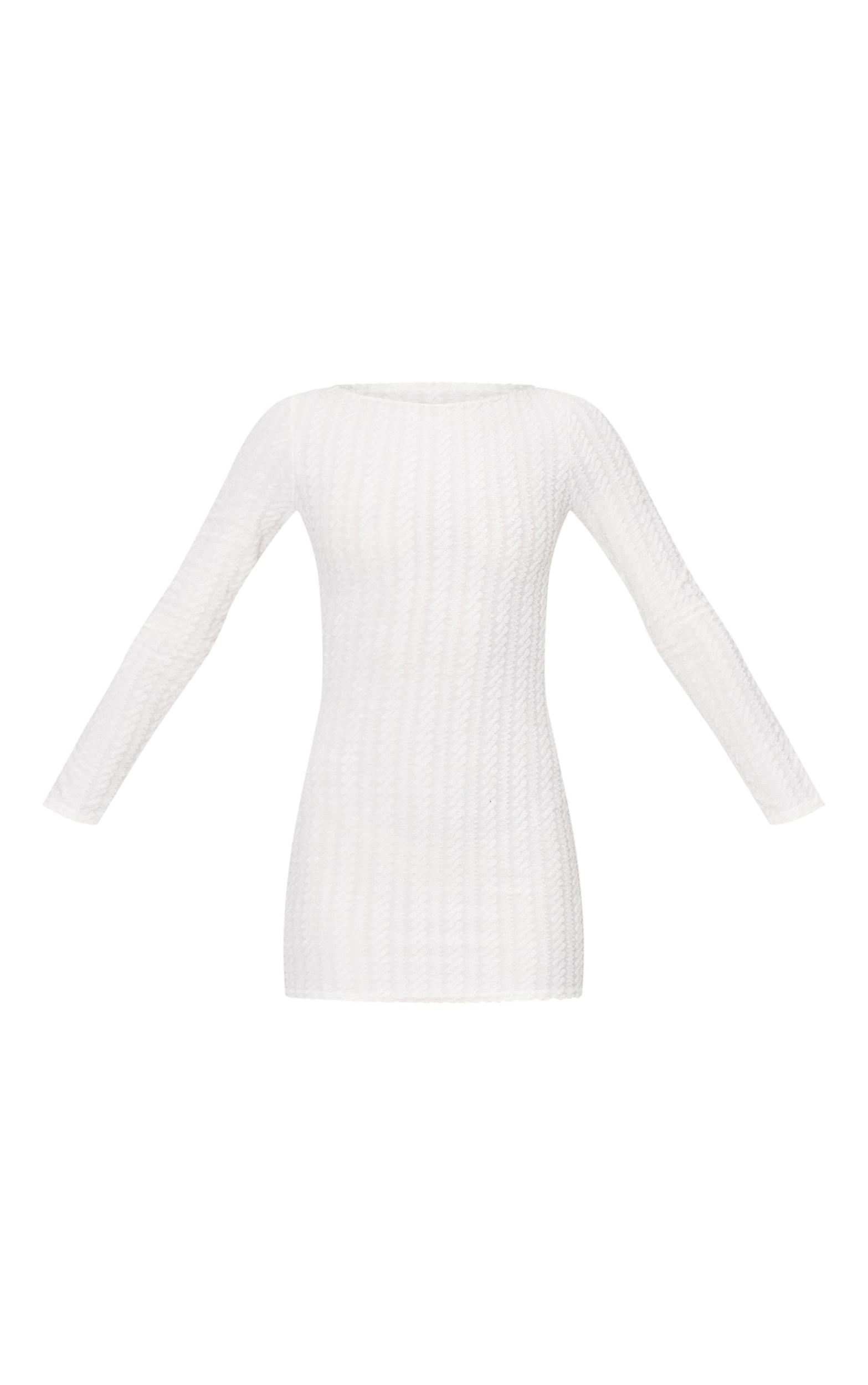  Cream Towel Boat Neck Bodycon Dress Product Image