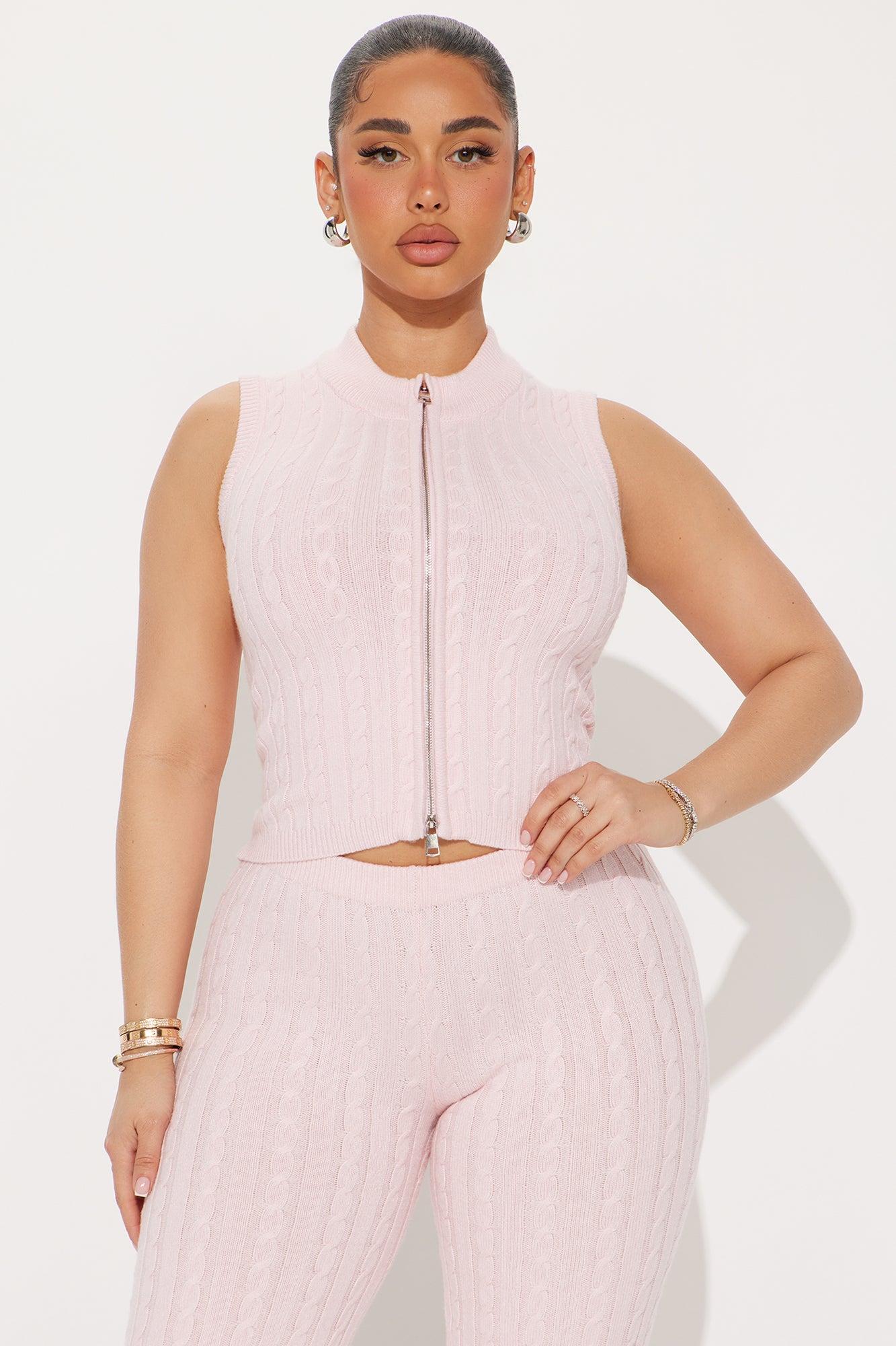 Paula Vest Sweater Set - Pink Product Image