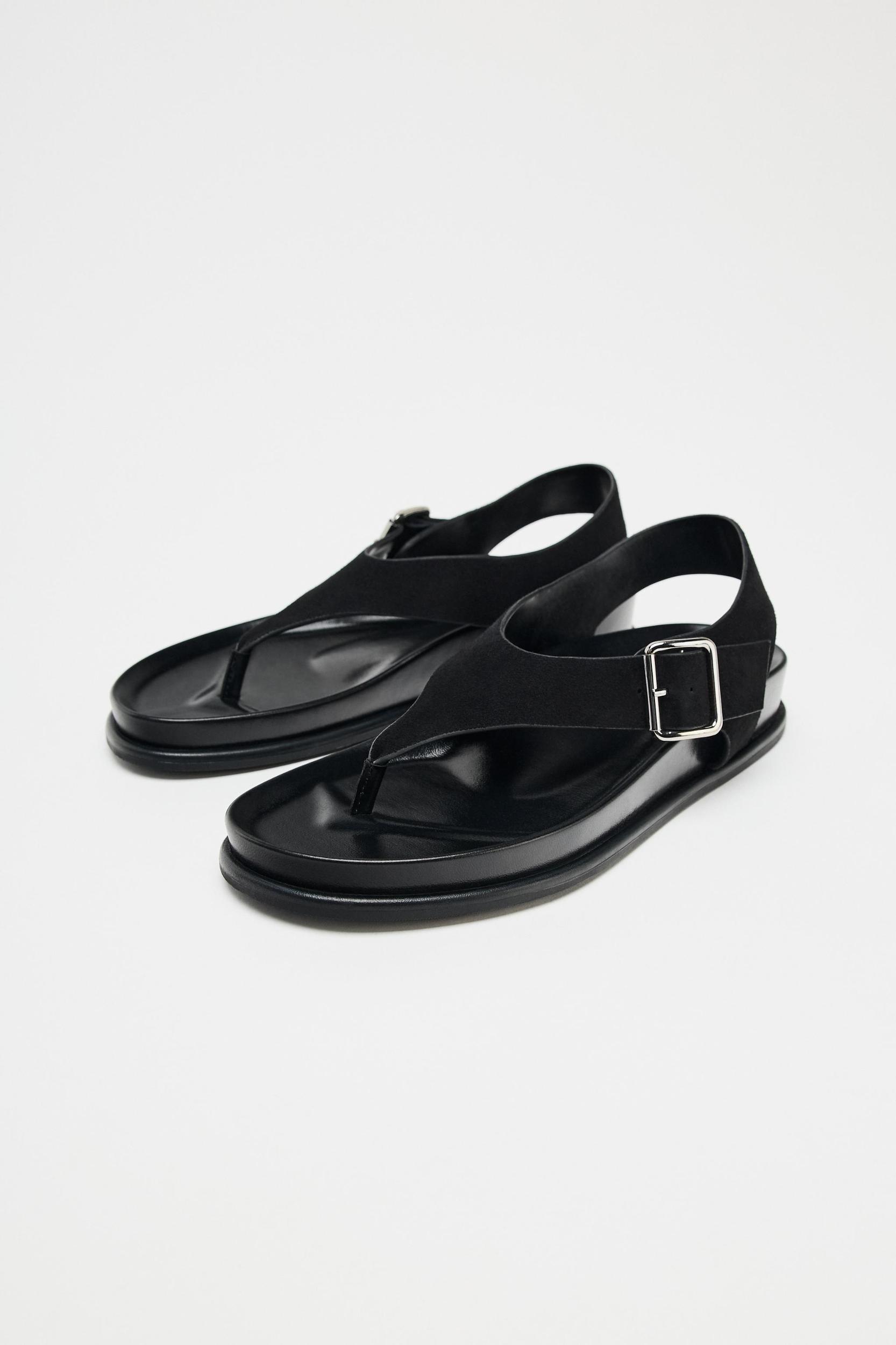 SUEDE FLAT SANDALS Product Image