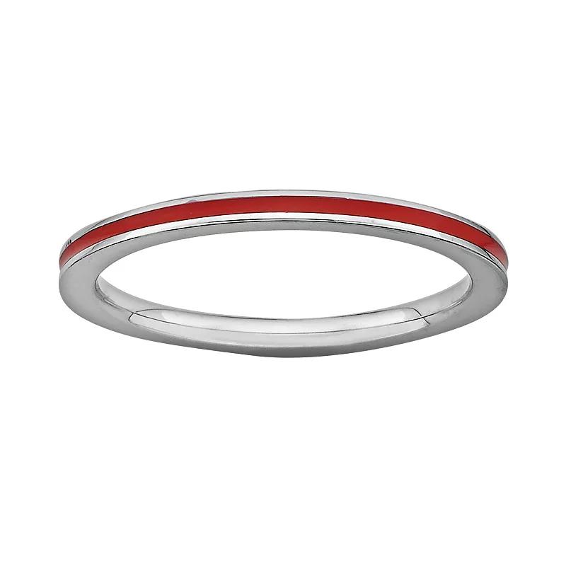 Stacks & Stones Sterling Silver Red Enamel Stack Ring, Women's, Size: 5 Product Image