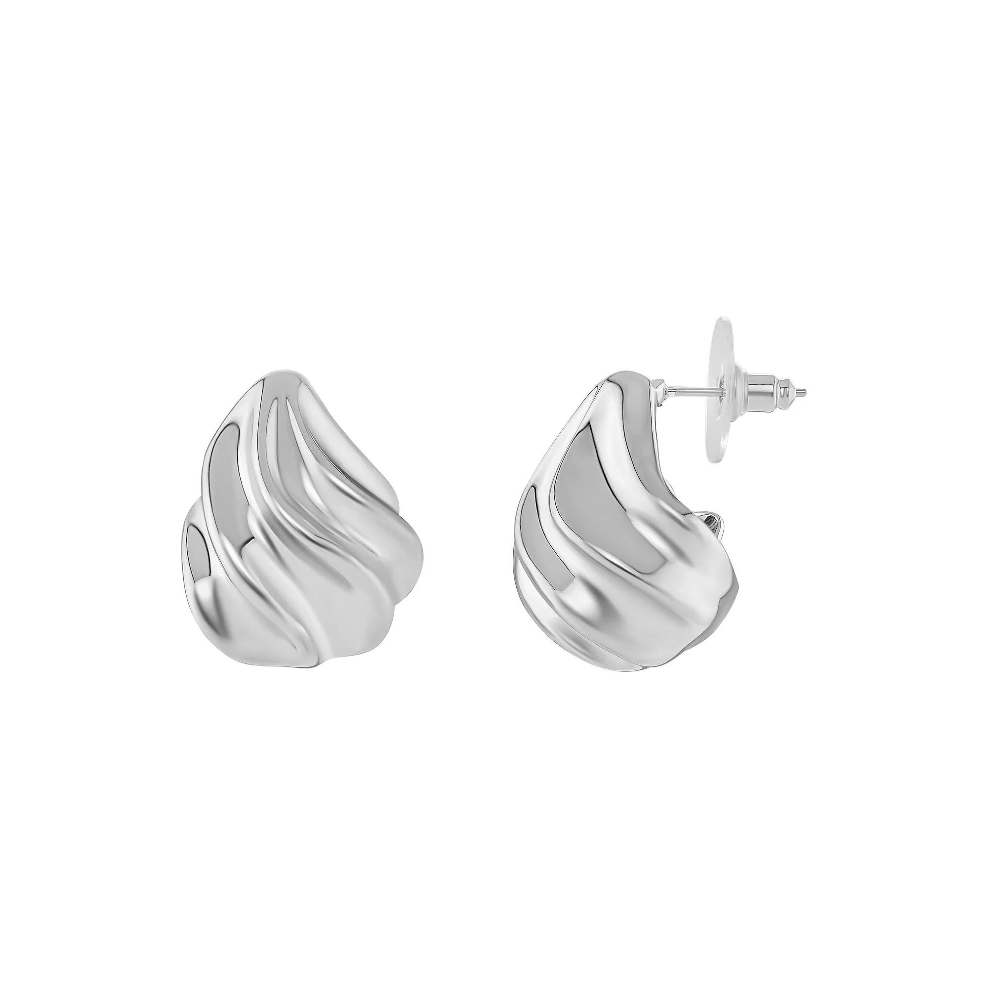 Emberly Silver Tone Polished Swirl Stud Earrings, Women's, Gray Product Image