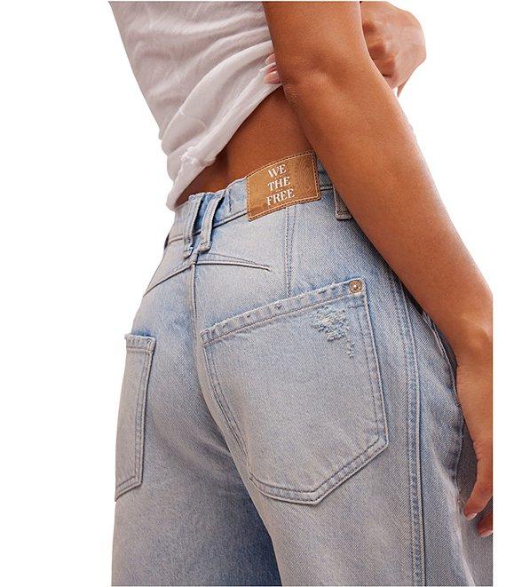 Free People We The Free Good Luck Mid Rise Destruction Wide Leg Barrel Jeans Product Image