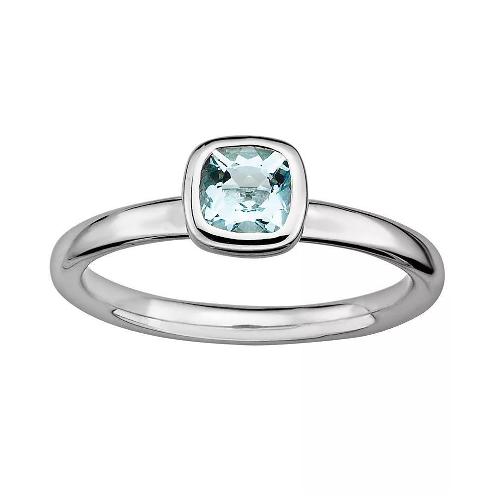 Stacks & Stones Sterling Silver Aquamarine Stack Ring, Women's, Size: 10 Product Image