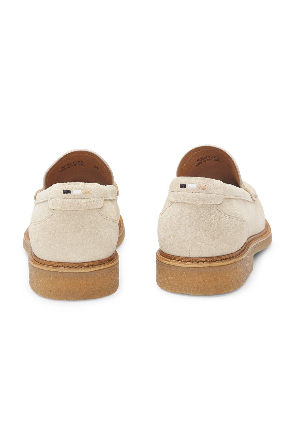 BOSS - Suede moccasins with crepe outsole - White Product Image