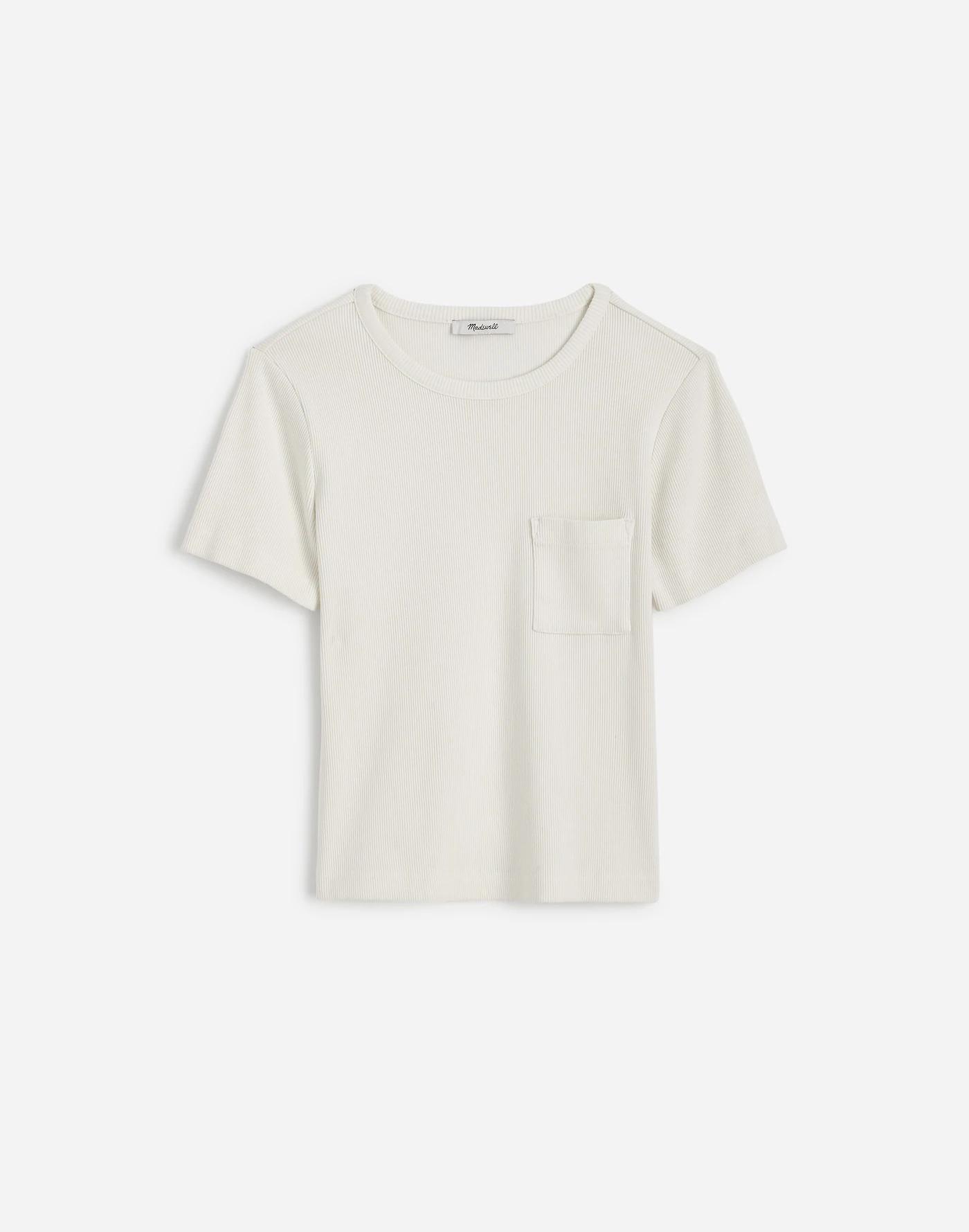 Garment-Dyed Ribbed Crewneck Pocket Tee Product Image