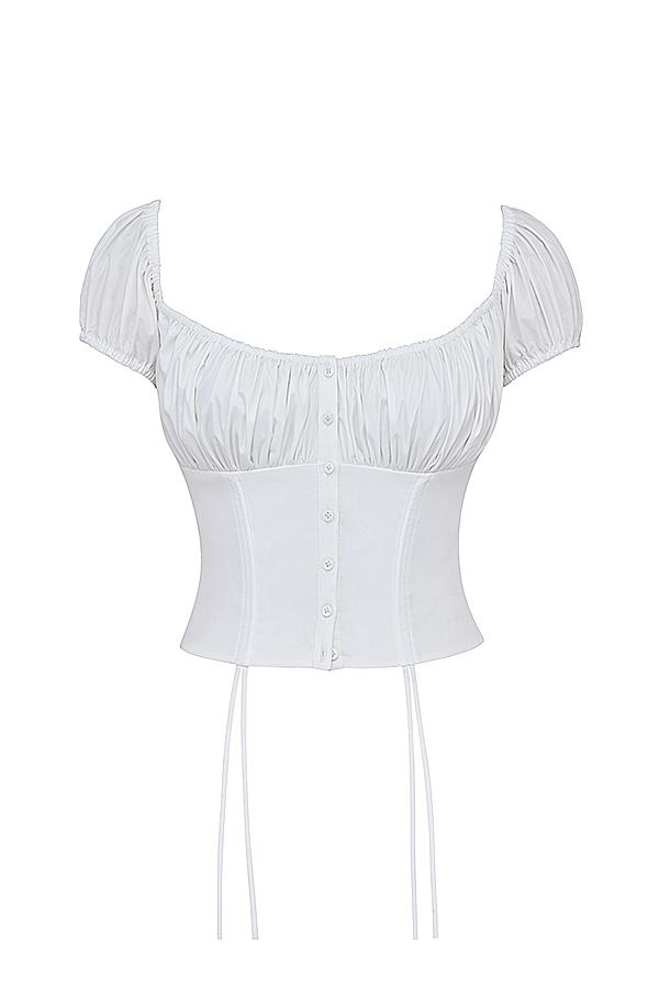 Kitty  white gathered top Product Image