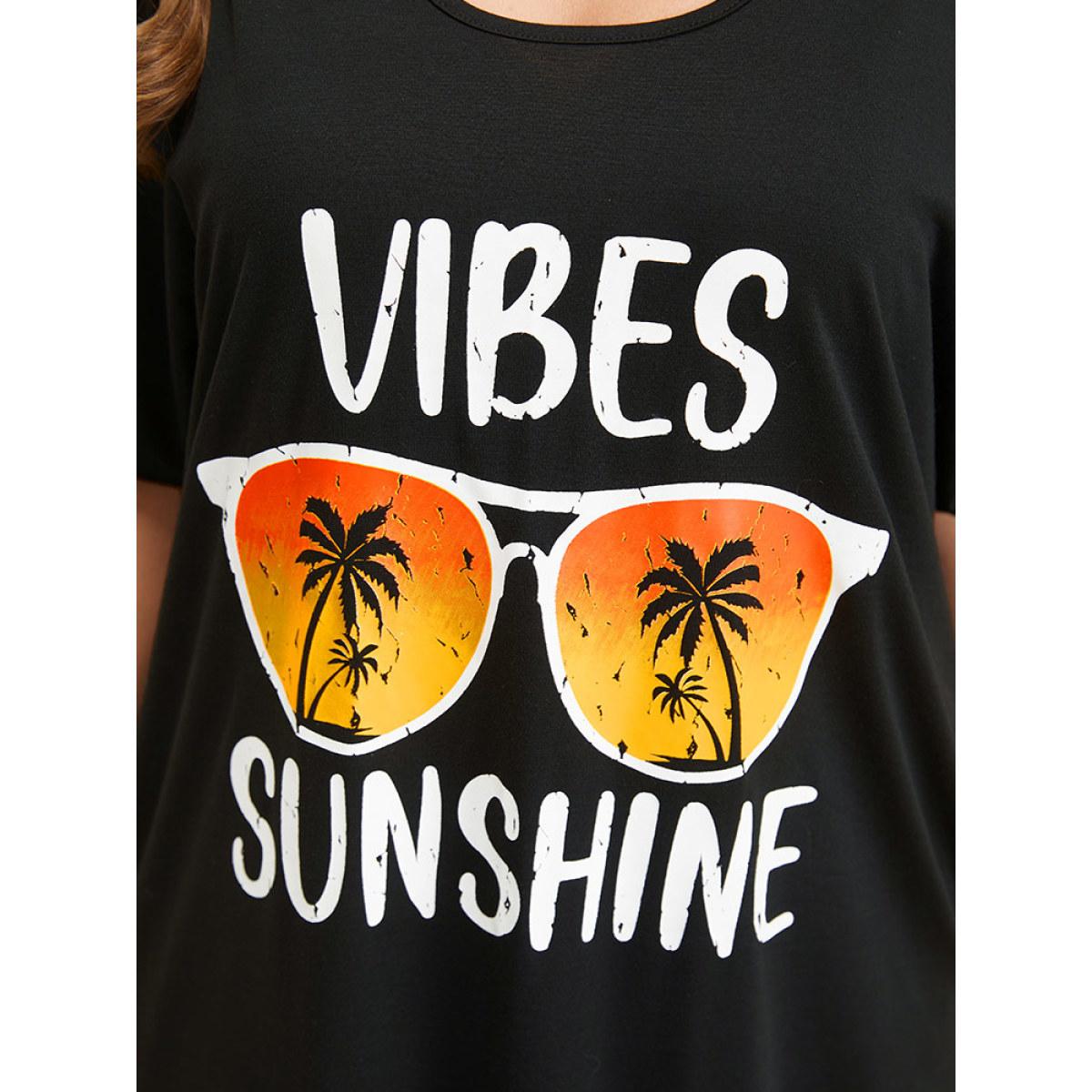 Plus Size Supersoft Essentials Tropical Print Pocket Cold Shoulder Tassel Trim Dress Black Women Casual Tassels Curvy Midi Dress BloomChic 28/5X Product Image