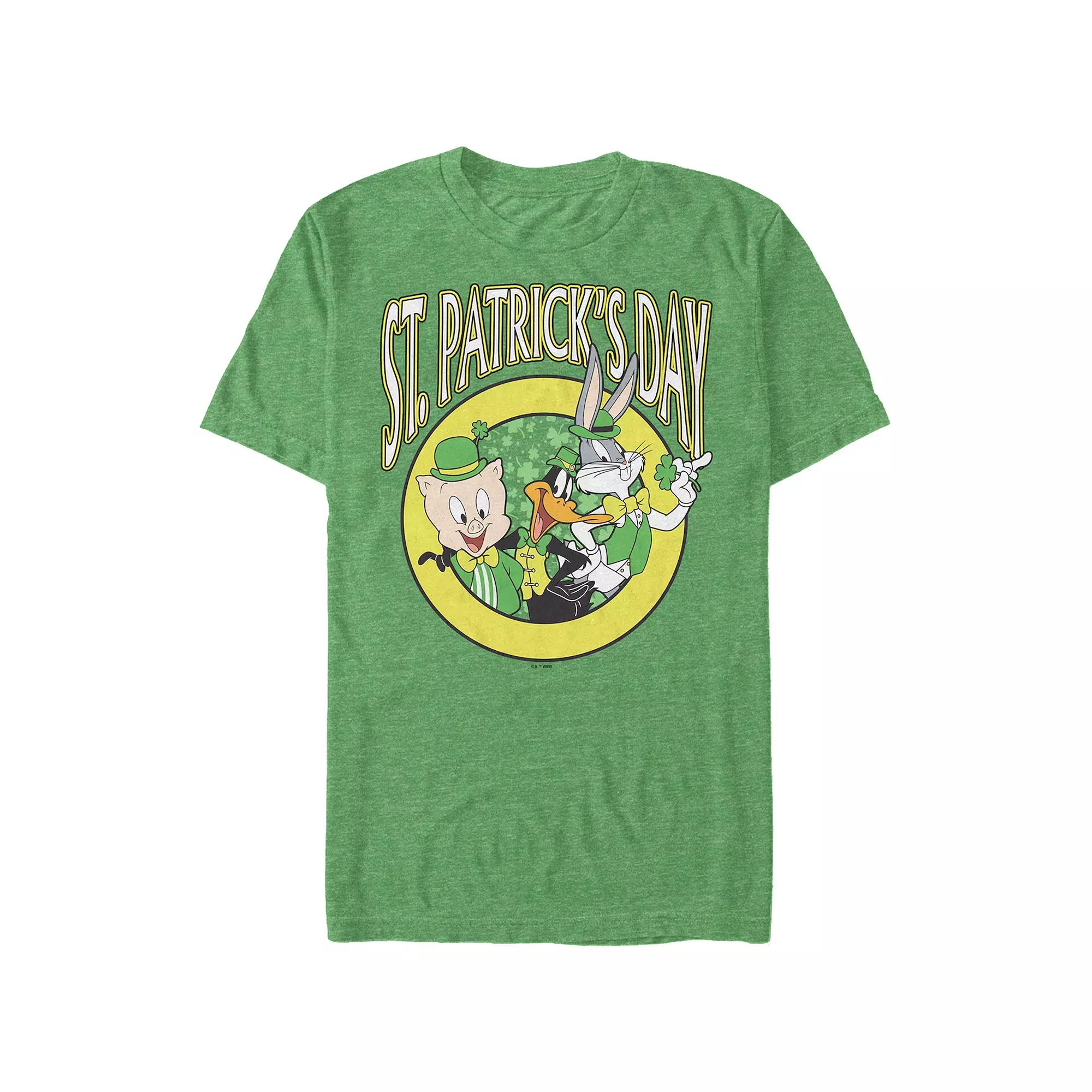 Men's Looney Tunes St. Patrick's Day Buddies Graphic Tee, Size: Large, Kelly Grey Product Image