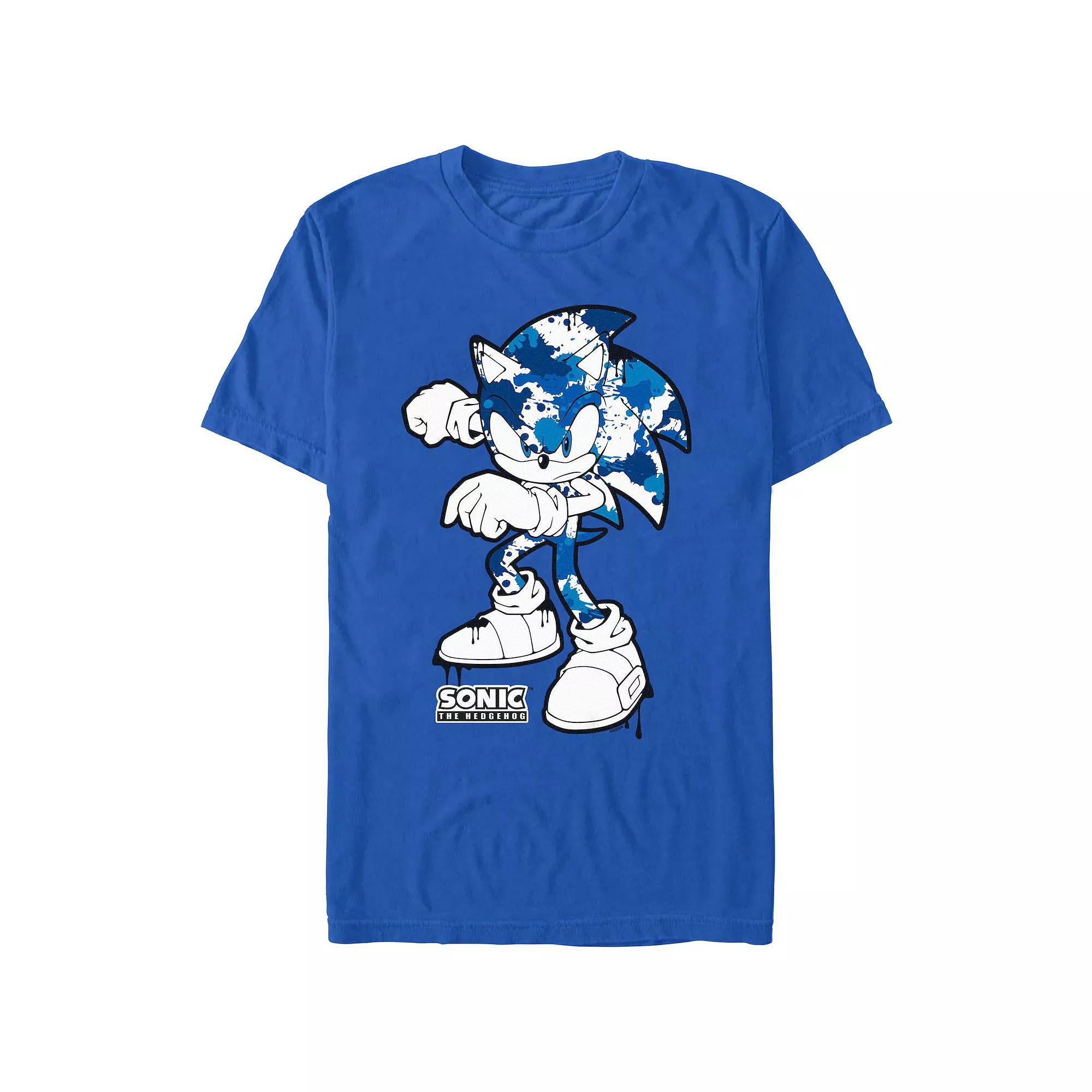 Men's Sonic The Hedgehog Blue Splatters Graphic Tee,  Product Image
