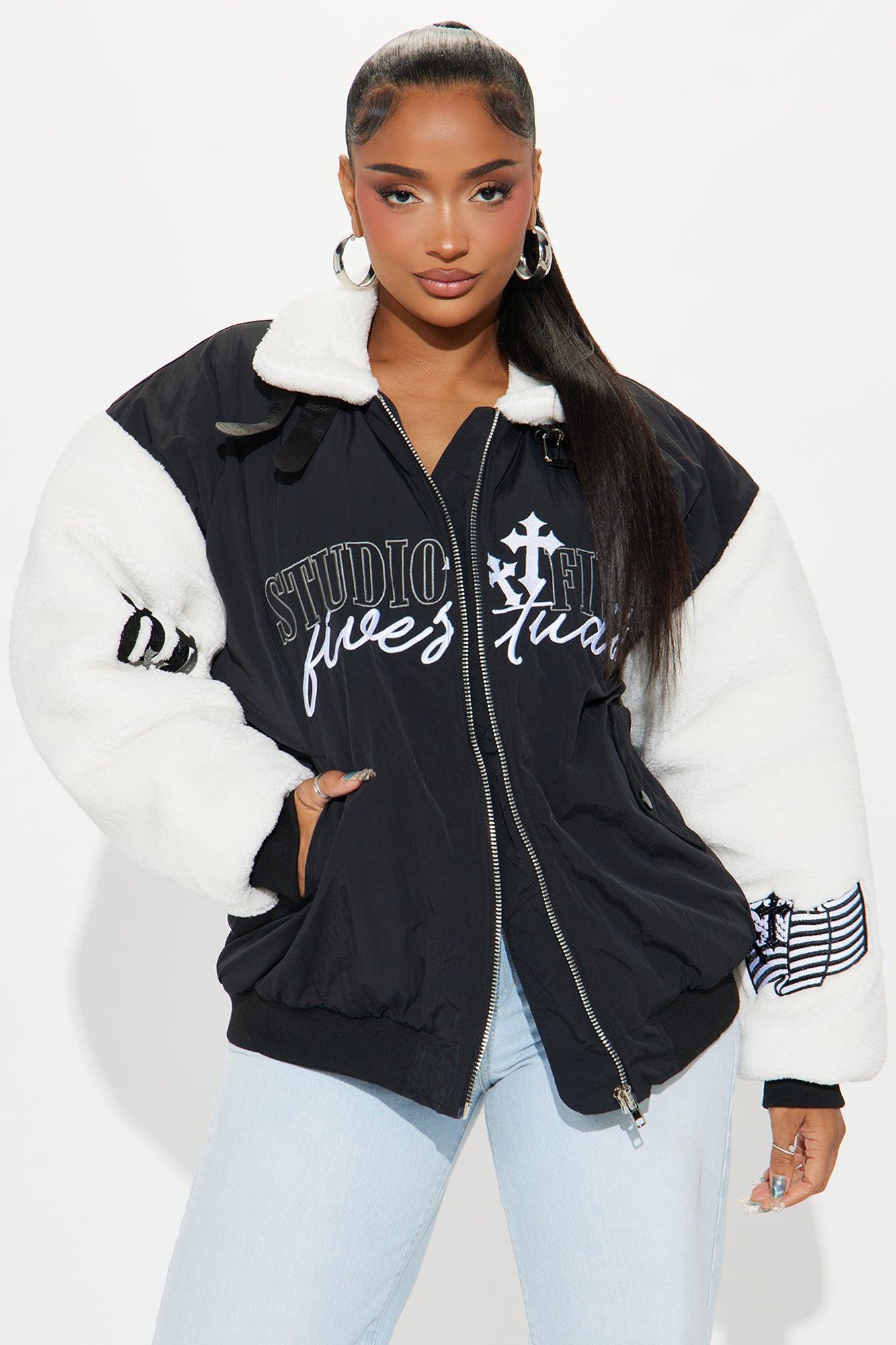Keep It Cool Bomber Jacket - Black/White Product Image