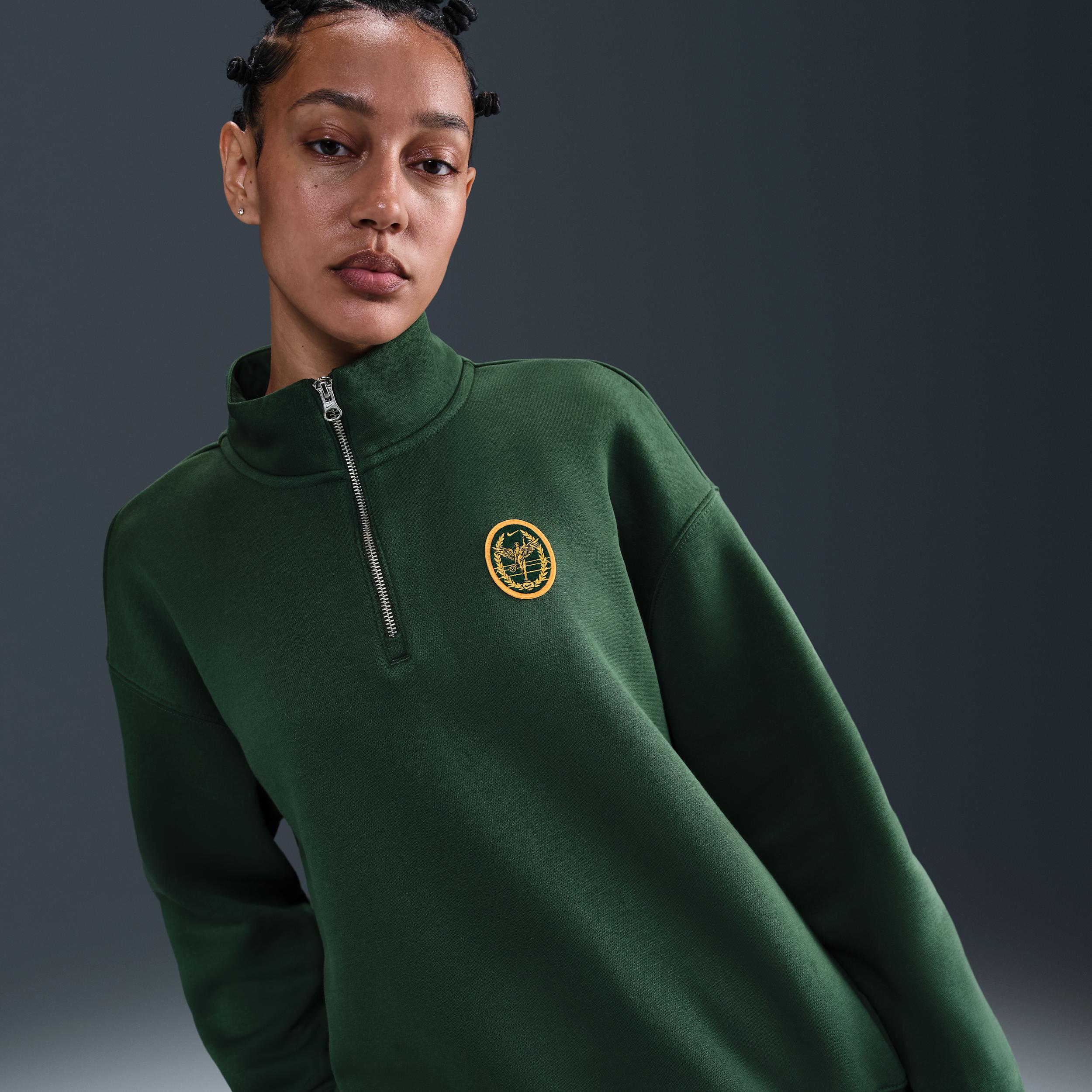 Womens Nike Sportswear Phoenix Fleece Oversized 1/4-Zip Long Sweatshirt | IH7804-323 Product Image