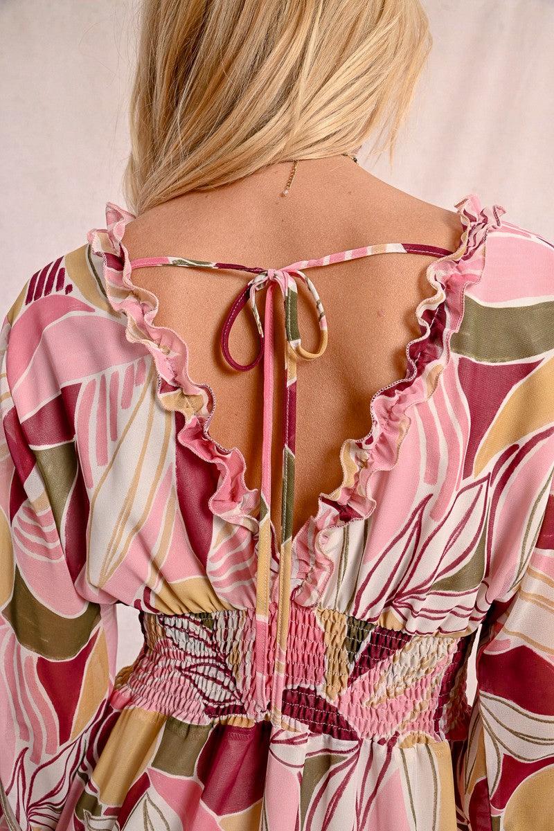 RUFFLE PRINTED DRESS Product Image