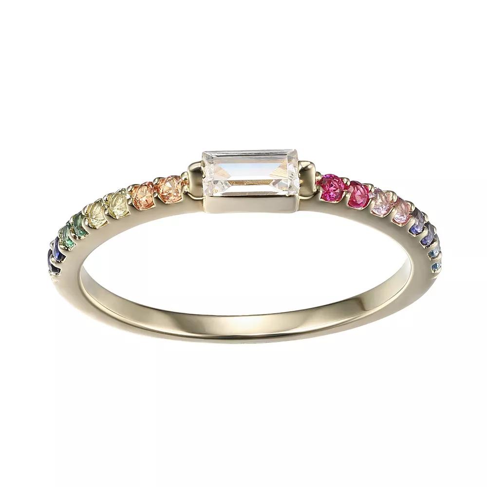 18k Gold Over Sterling Silver Rainbow Multi Gemstone Ring, Women's, Size: 6, Gold Tone Product Image