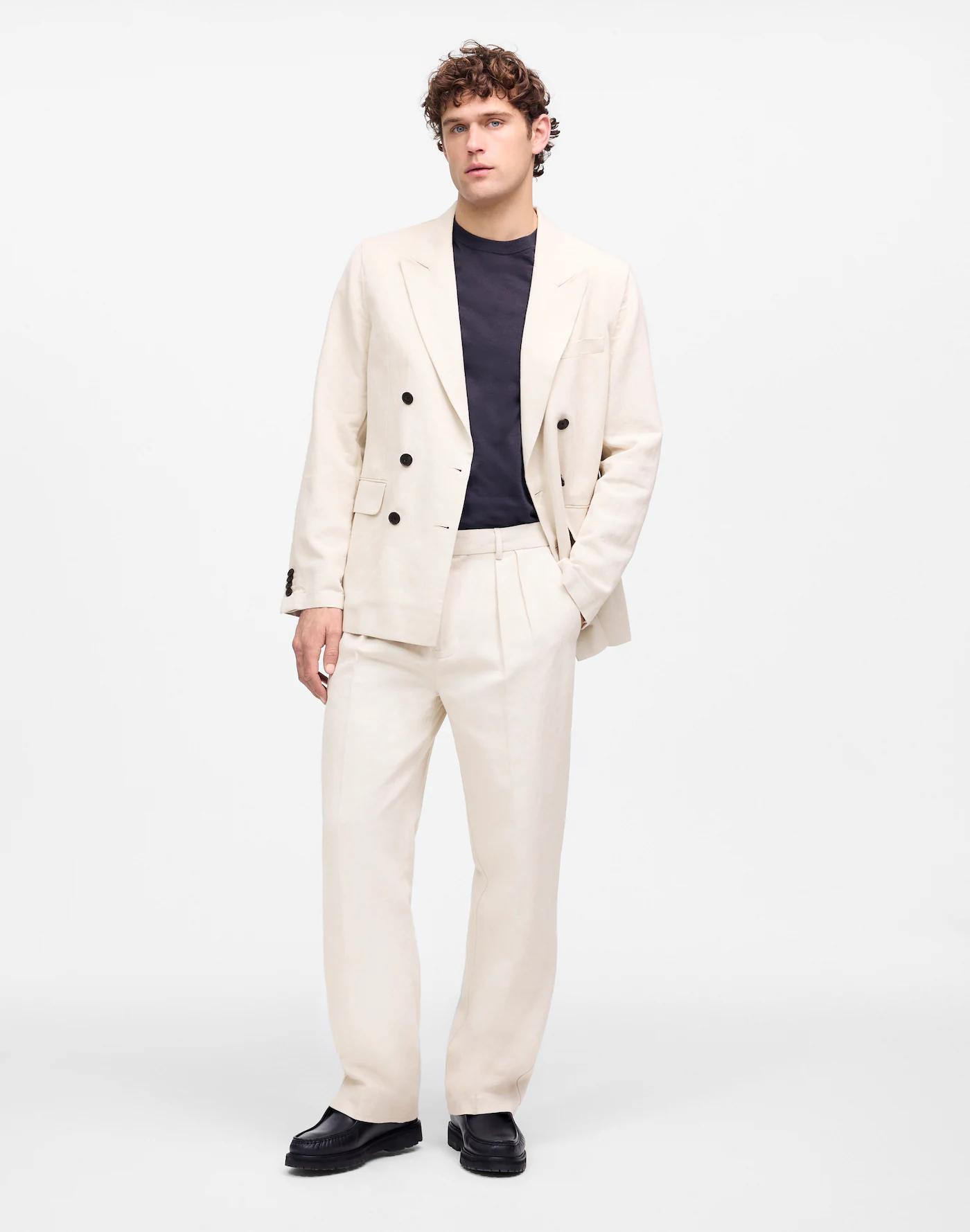 Double-Pleated Trouser in Cotton-Linen Blend Product Image