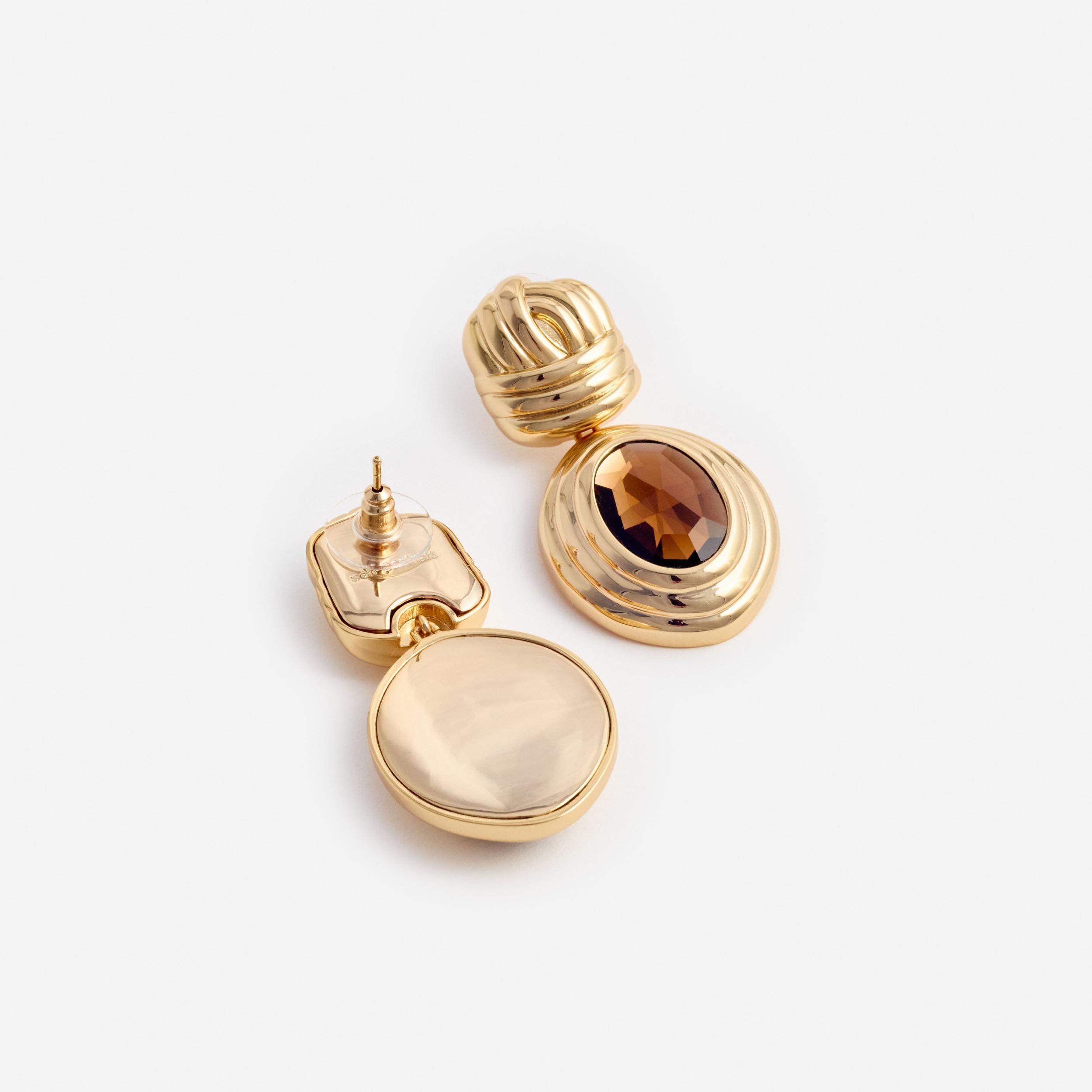 Gold Knot Tiered Amber Earrings Product Image