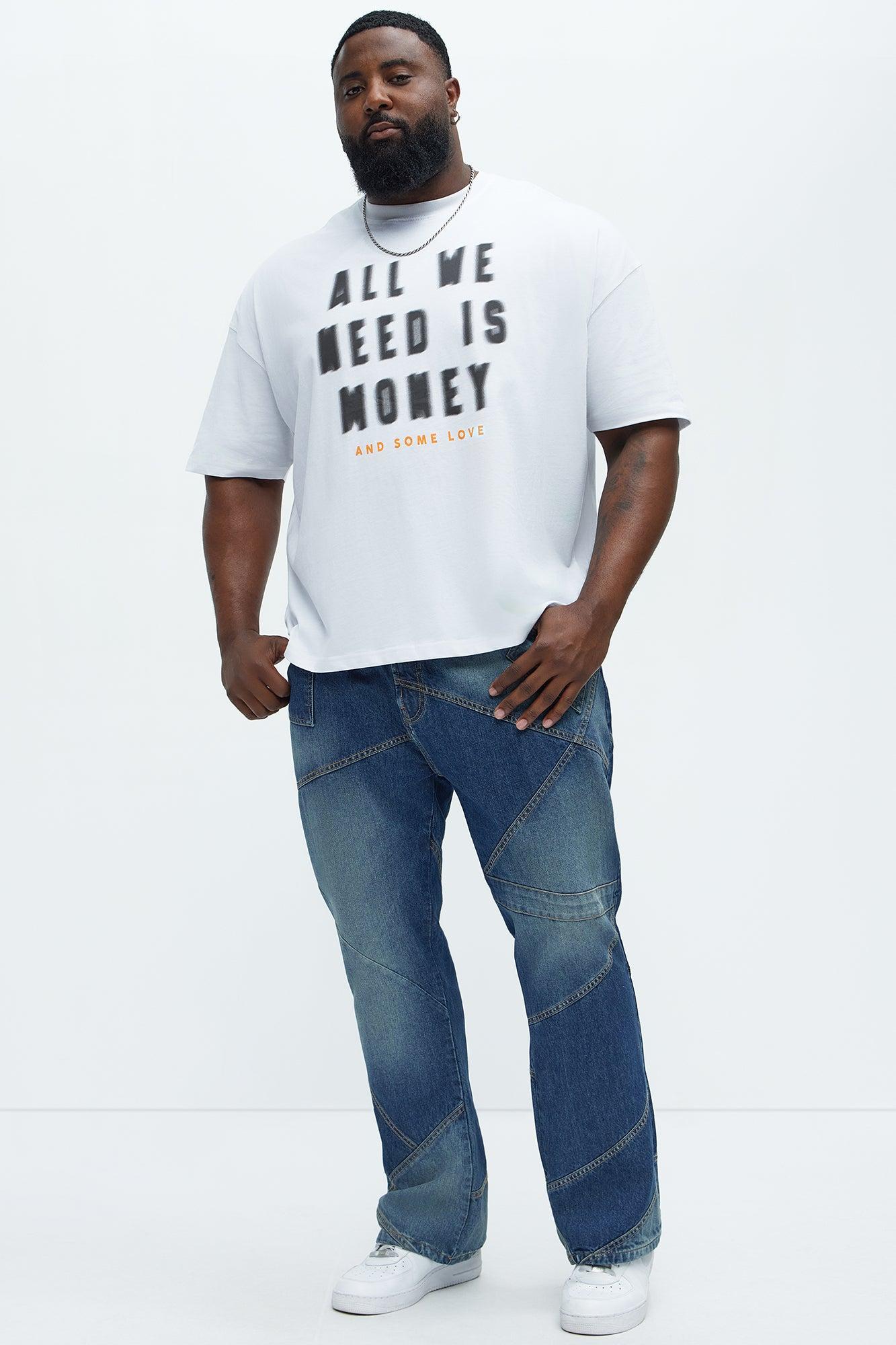 All We Need Is Money Oversized Short Sleeve Tee - White Product Image