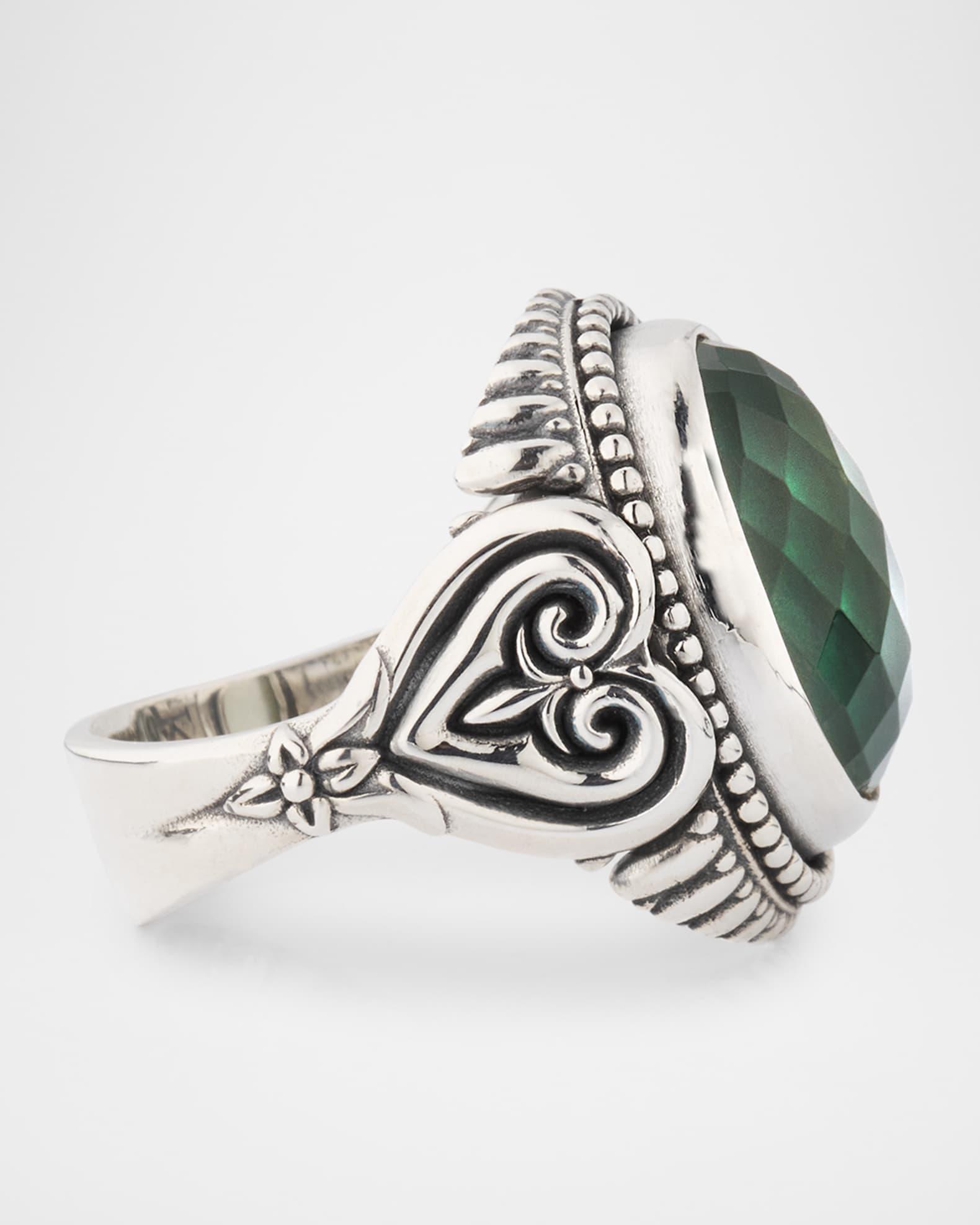 Ivy Rock Crystal, Aventurine and MOP Triplet Statement Ring Product Image