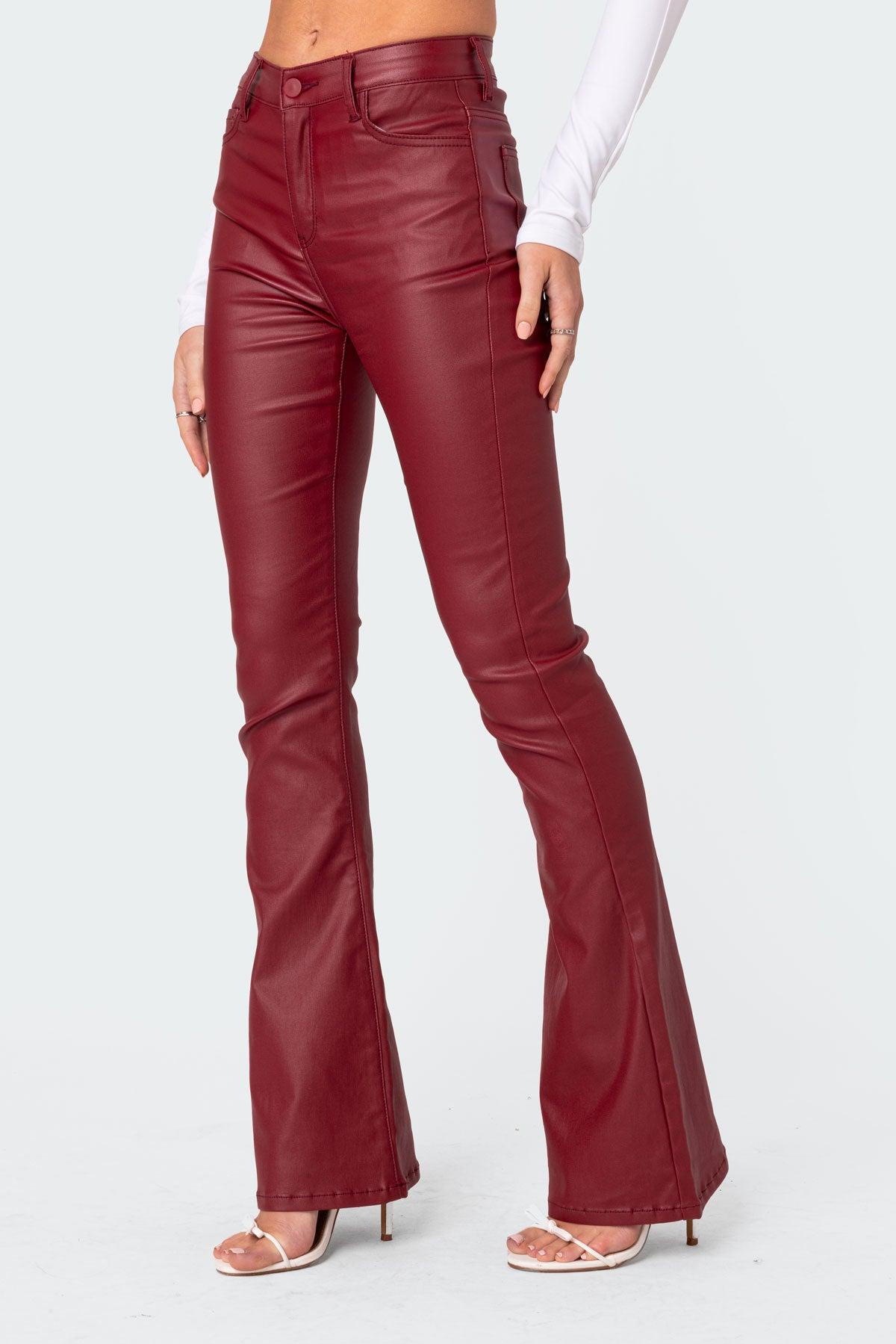 Luna Faux Leather Mid Rise Flared Jeans Product Image