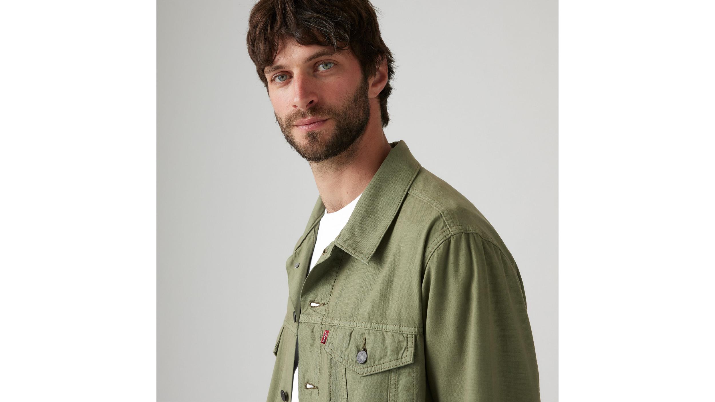 Relaxed Fit Cotton Linen Trucker Jacket Product Image