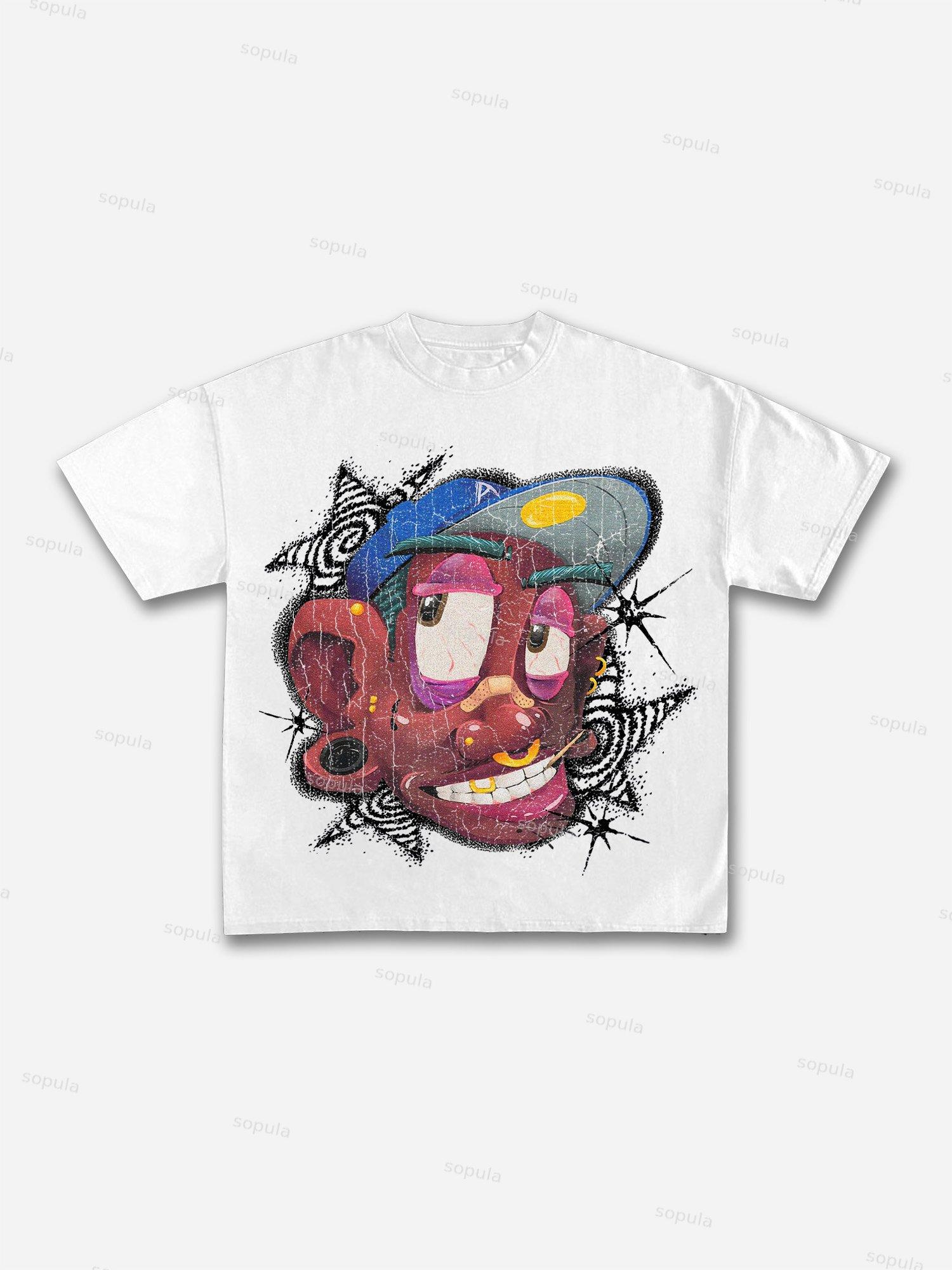 Fun Big Face Graphic Cotton T-shirt Product Image