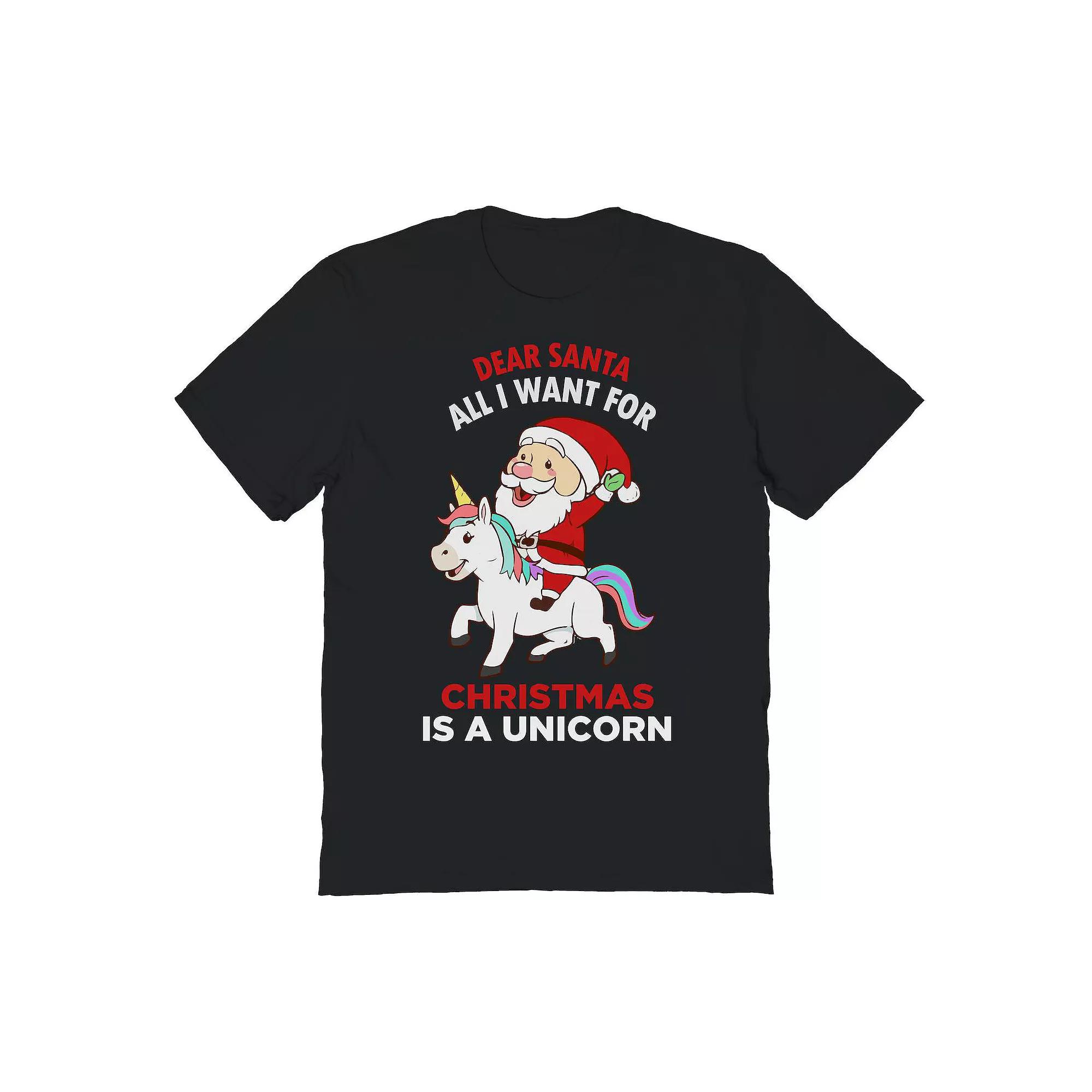 Men's Dear Santa Unicorn Christmas Graphic Tee, Adult Unisex,  Product Image