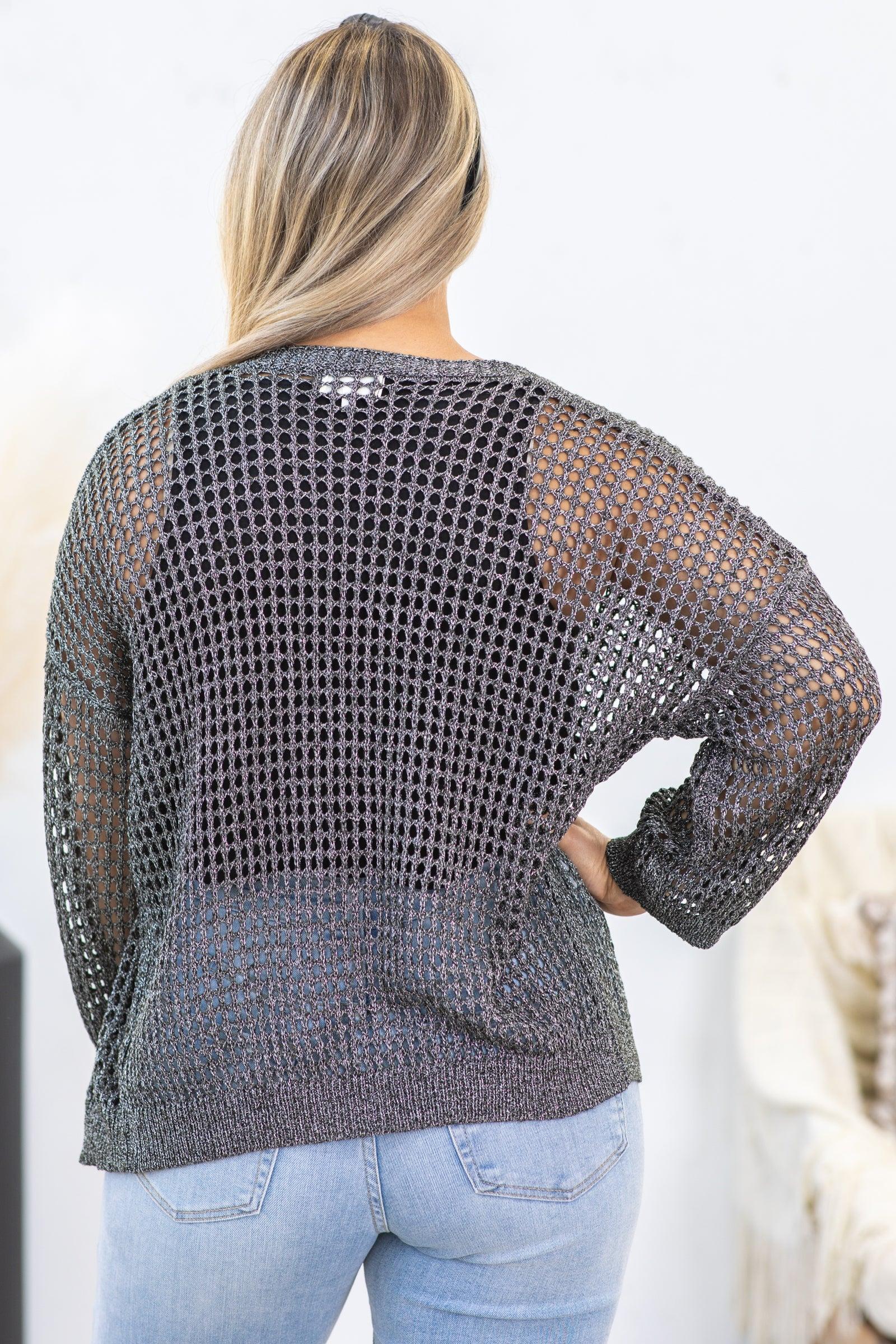 Long Sleeve Crochet Cardigan With Lurex Product Image