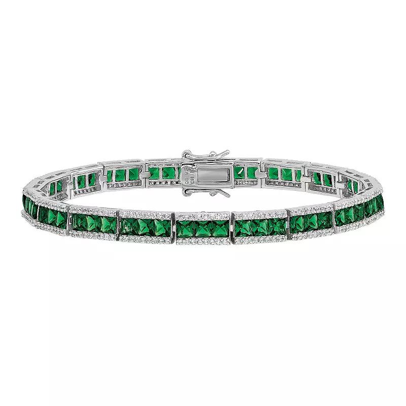 Sophie Miller Sterling Green Crystal & Cubic Zirconia Bracelet, Women's,  Product Image