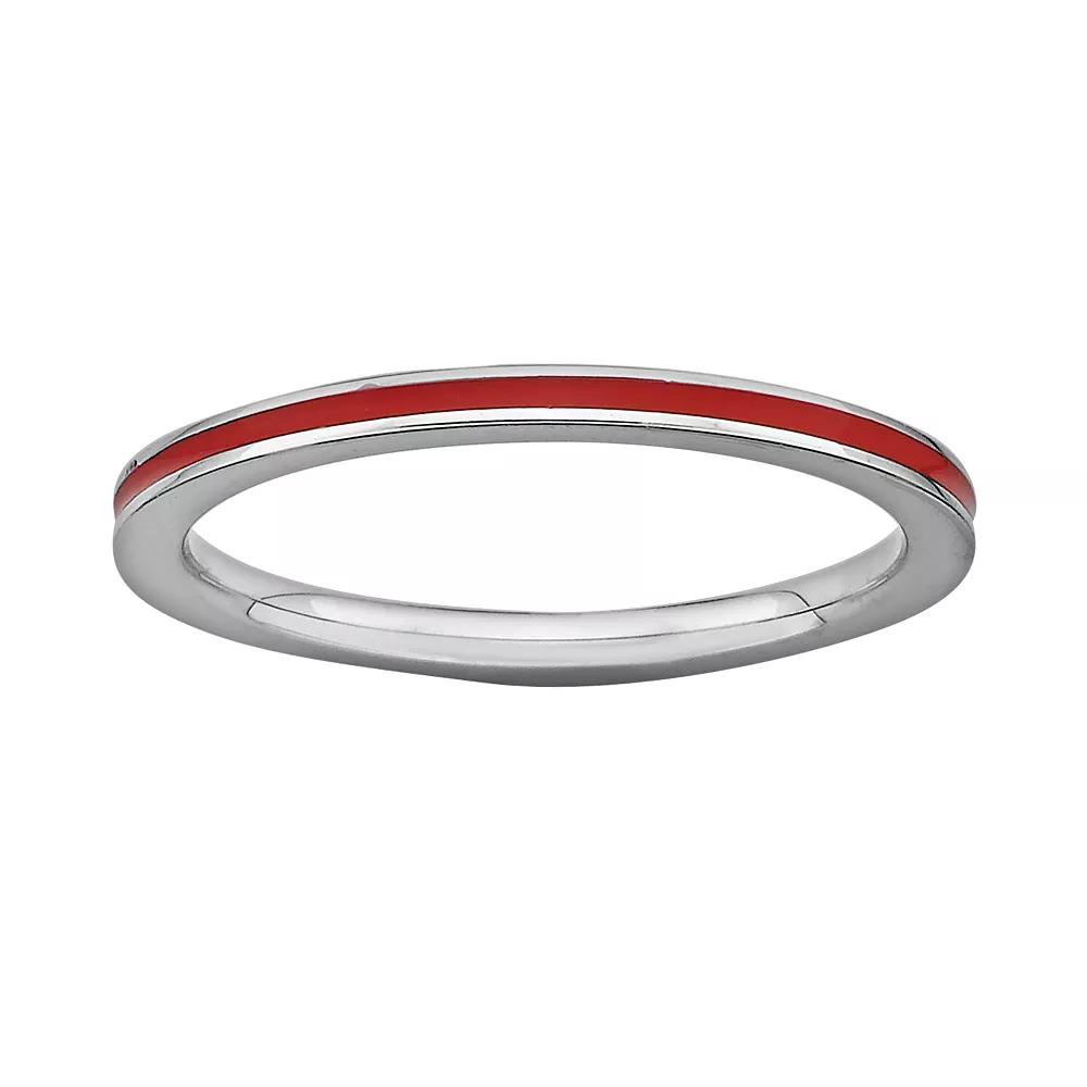 Stacks & Stones Sterling Silver Red Enamel Stack Ring, Women's, Size: 5 Product Image