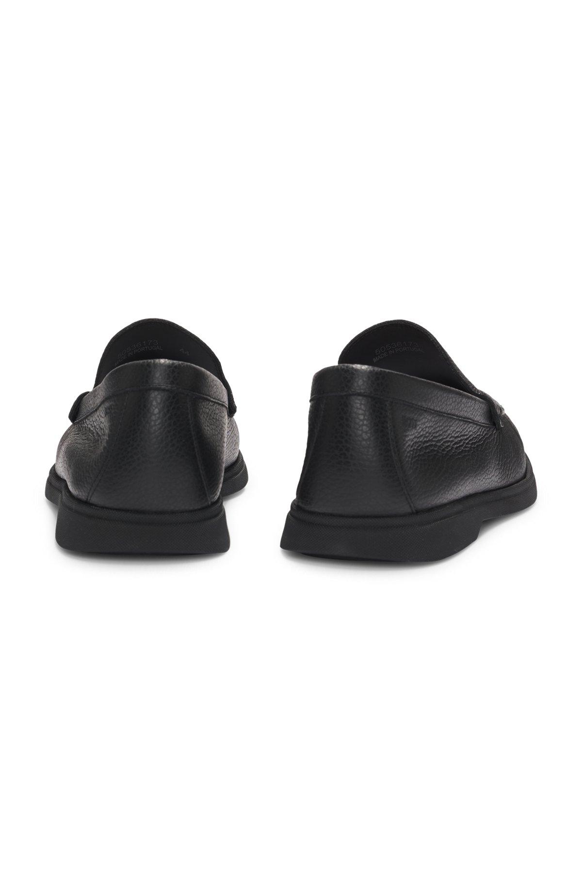 Tumbled-leather moccasins with logo detail Product Image