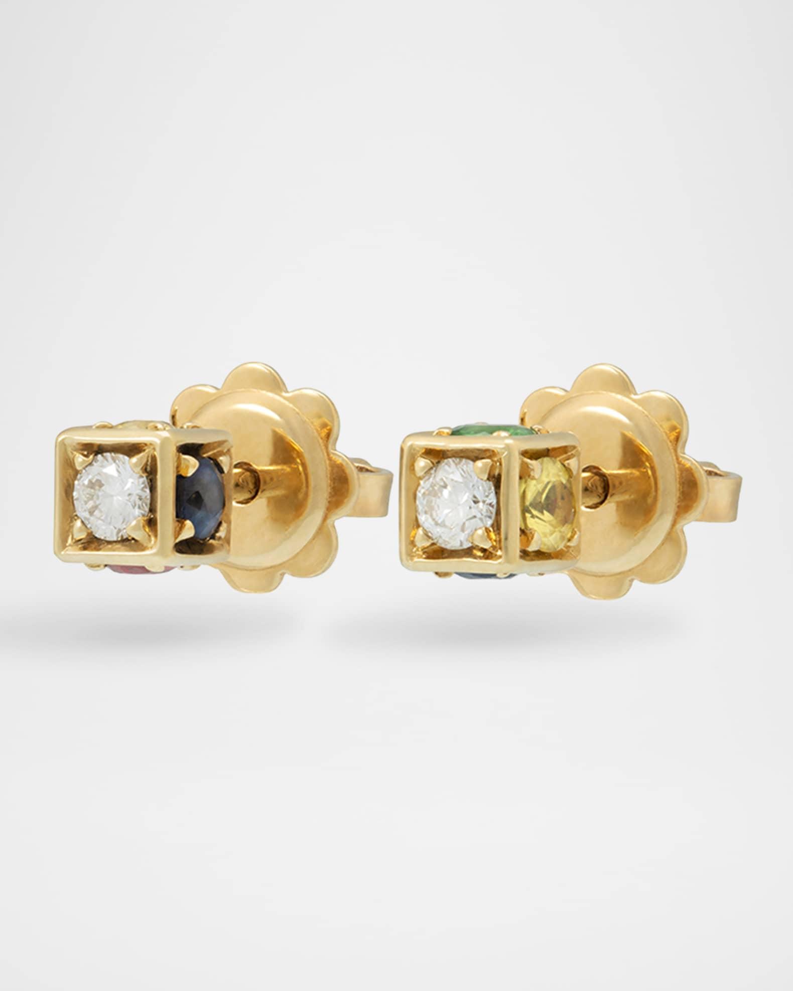 Faro Earrings in 18K Yellow Gold with Diamonds, Sapphires and Tsavorite Product Image