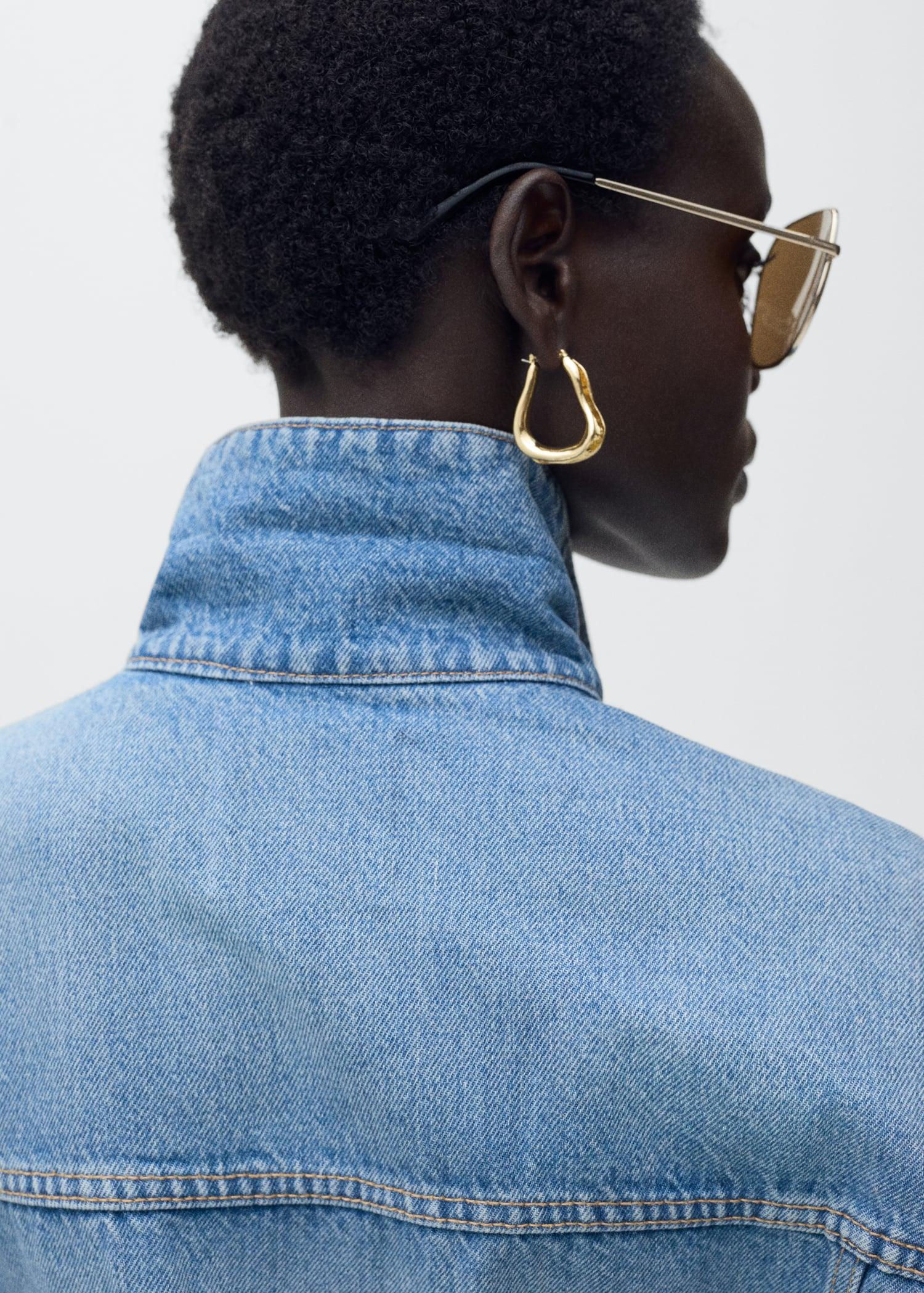 Oversized denim jacket with pockets - Women | MANGO USA Product Image