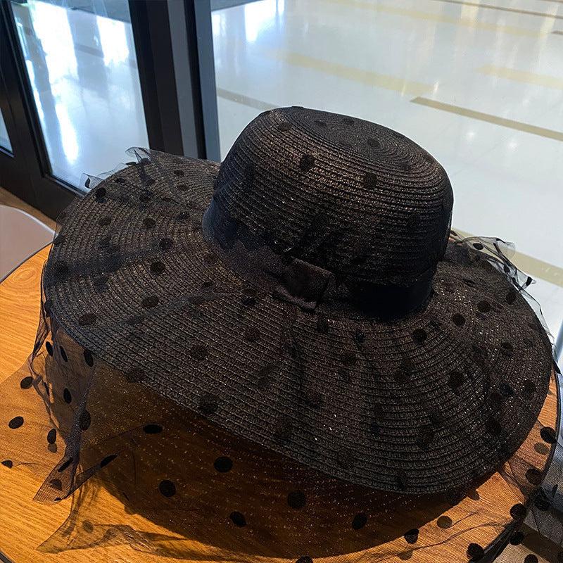 Polka Dot Mesh Straw Hats Product Image