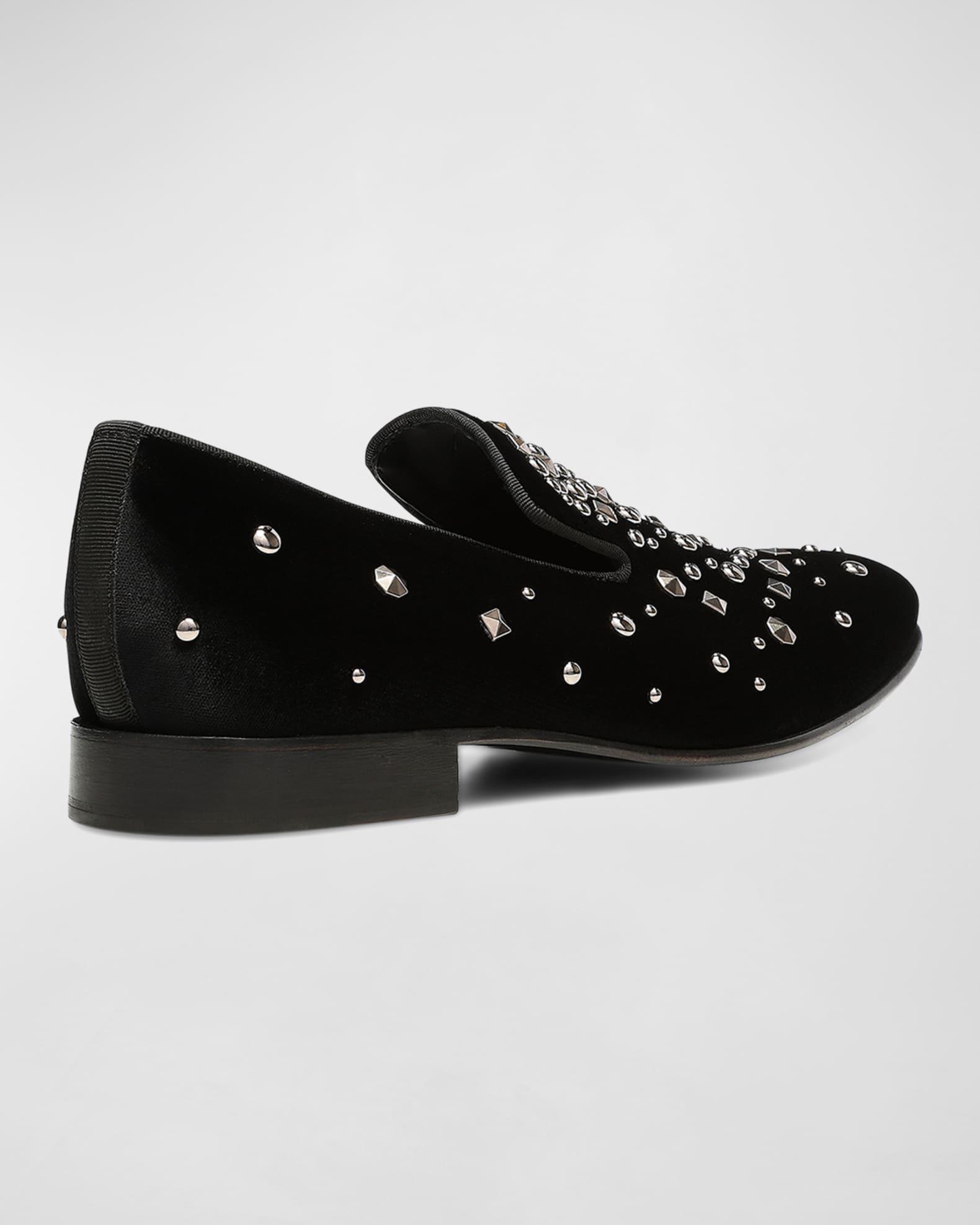 Men's Mixed Stud Velvet Smoking Slippers Product Image
