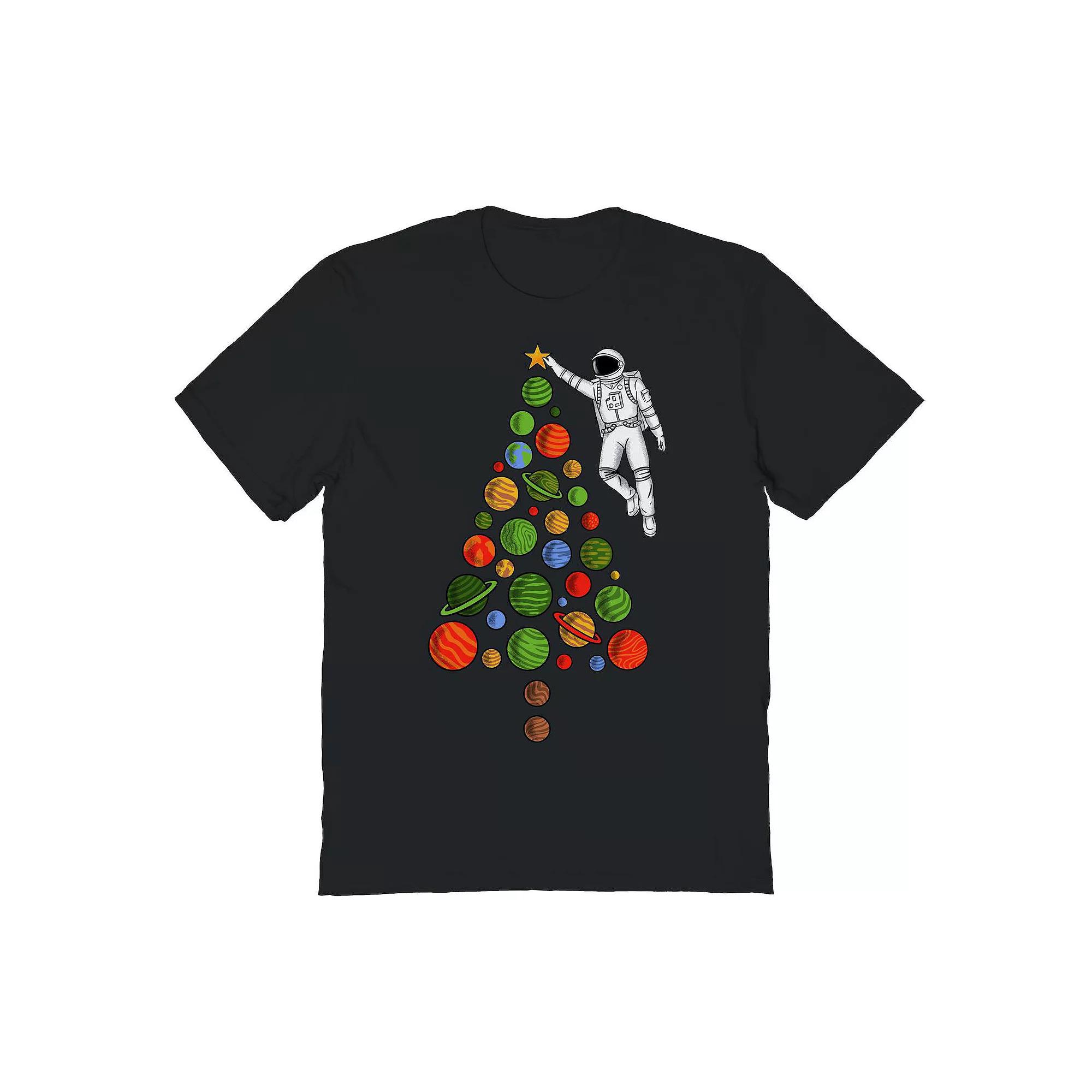 Men's Space Christmas Graphic Tee, Size: XL, Black Product Image