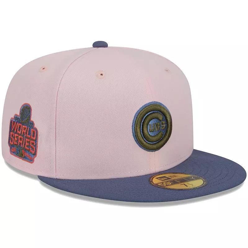 Men's New Era Pink/Blue Chicago Cubs Olive Undervisor 59FIFTY Fitted Hat,  Product Image