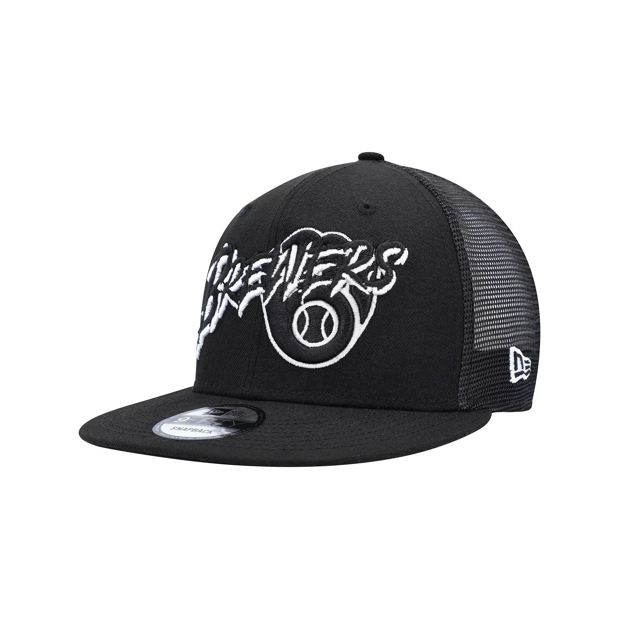 Men's New Era Black Milwaukee Brewers Street Trucker 9FIFTY Snapback Hat Product Image