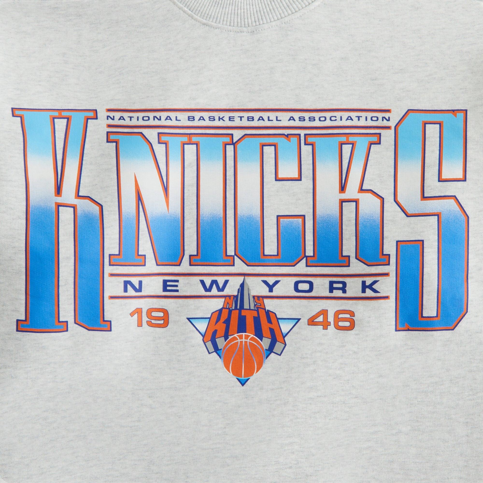 Kith Women for the New York Knicks Ashwin Crewneck - Light Heather Grey Female Product Image