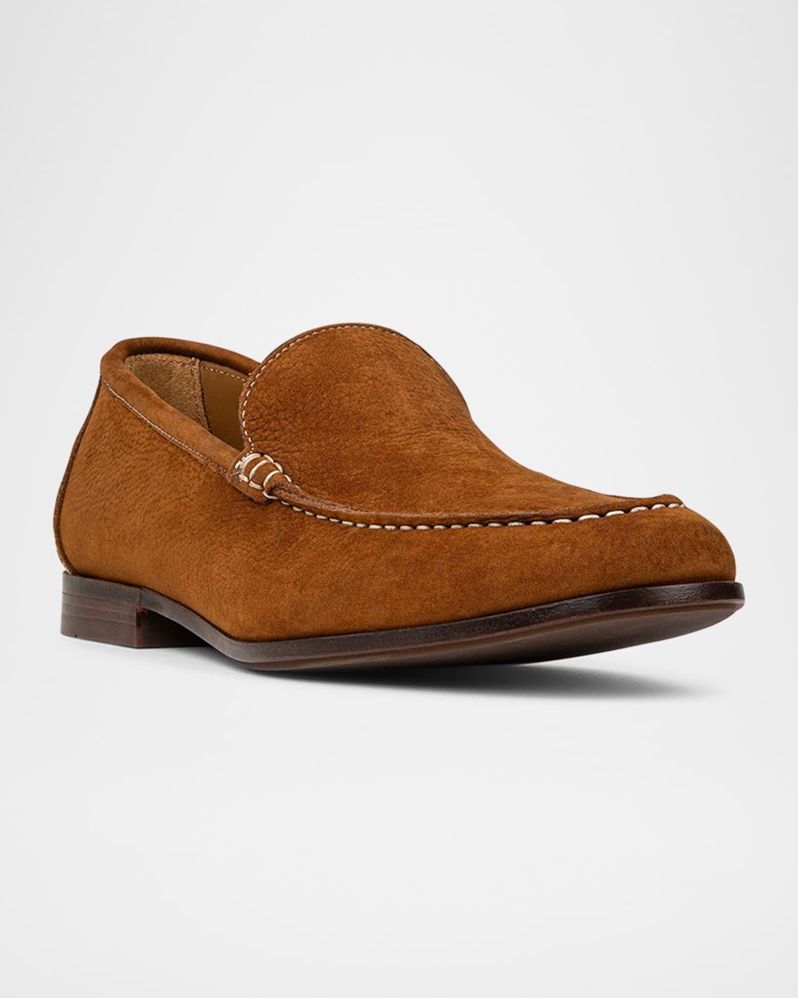 Men's Nubuck Leather Moc-Toe Loafers Product Image