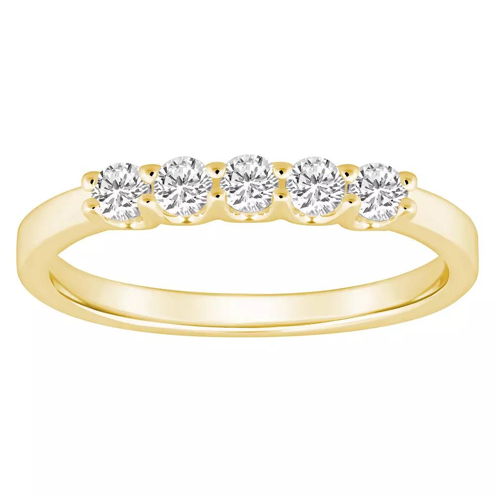 Alyson Layne 14k Gold 1/3 Carat T.W. Diamond 5-Stone Wedding Band, Womens, Yellow Product Image