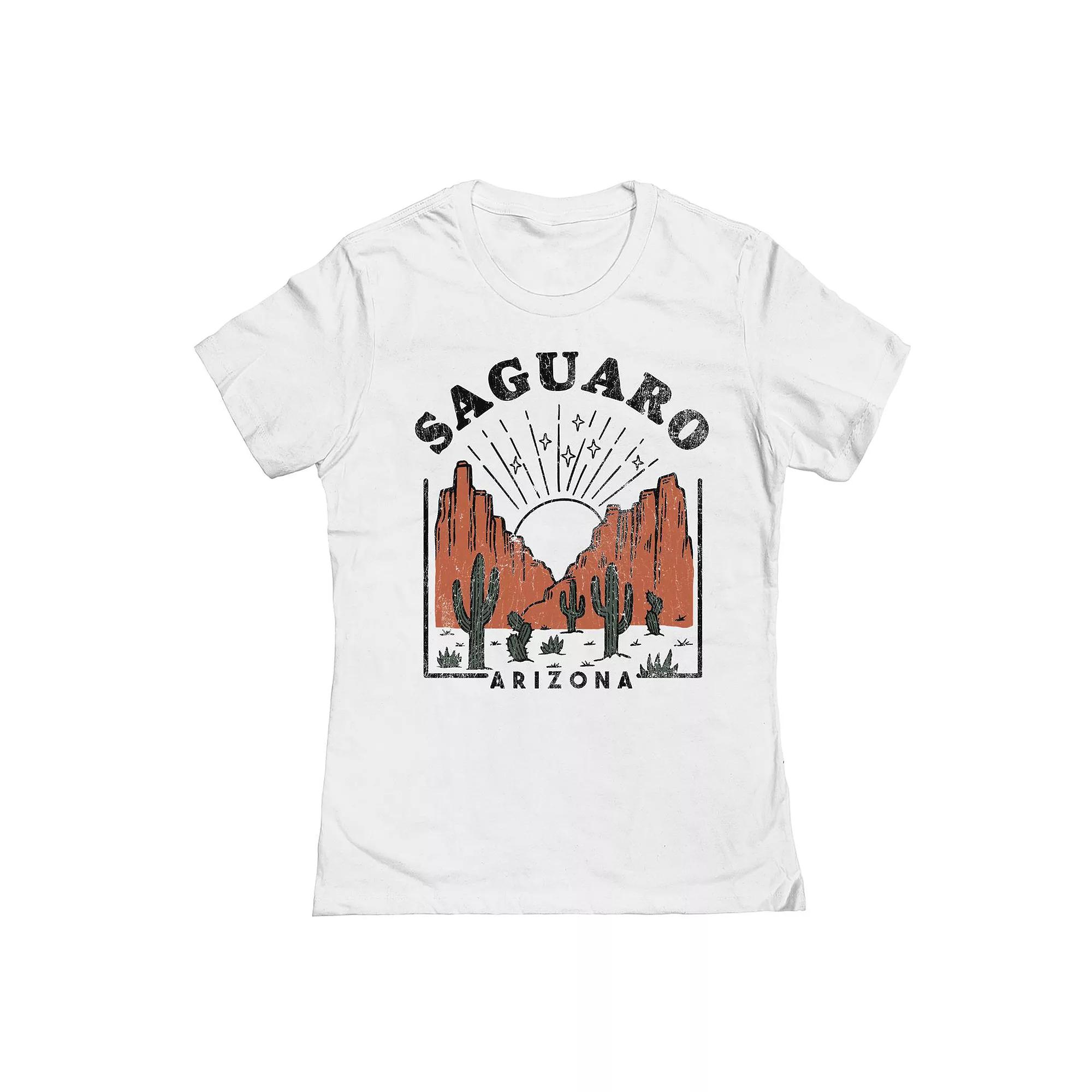 Junior's Saguaro Back Womens Graphic Tee, Girl's, Size: XL, White Product Image