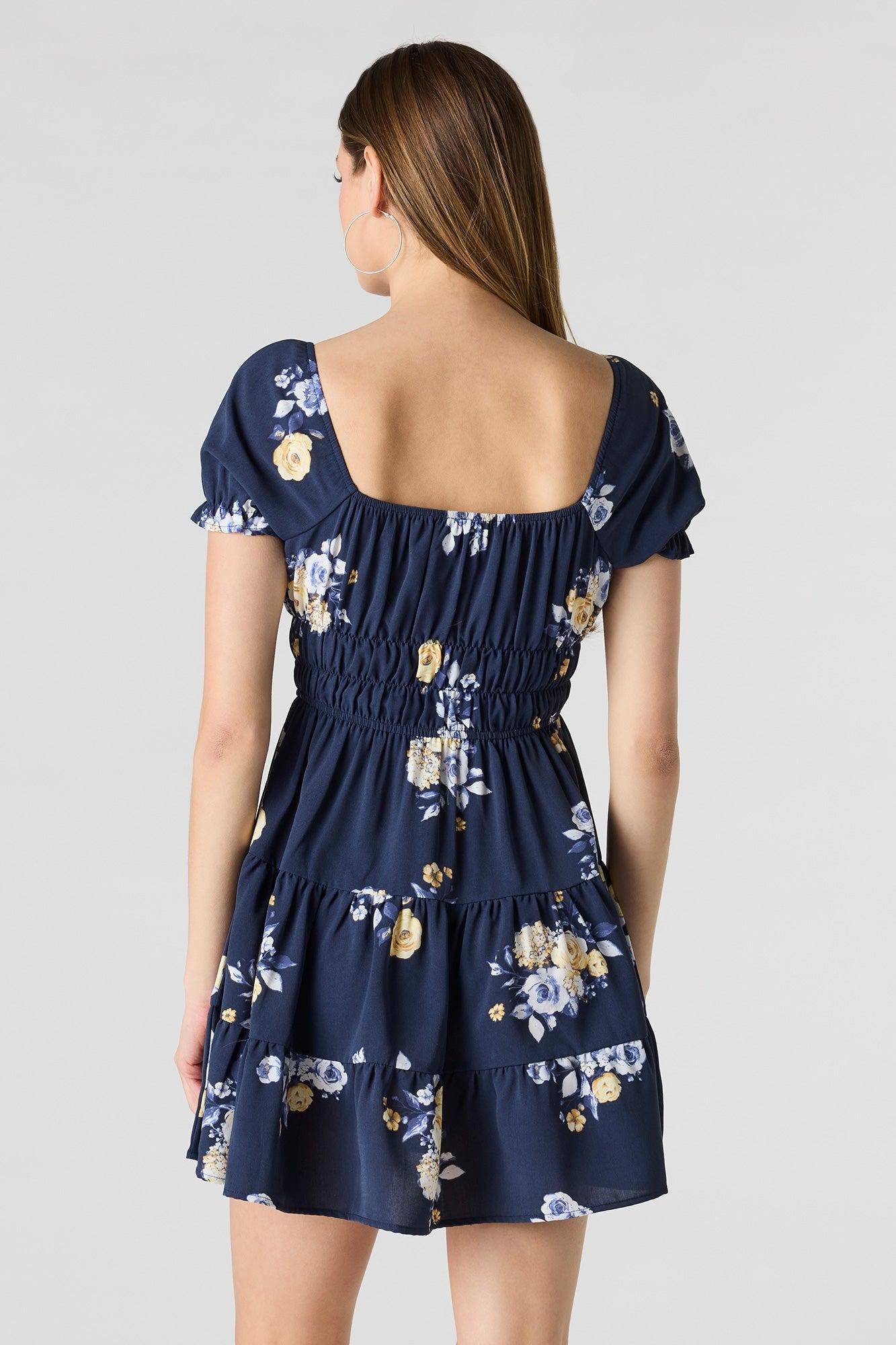 Short Puff Sleeve Tiered Mini Dress Female Product Image