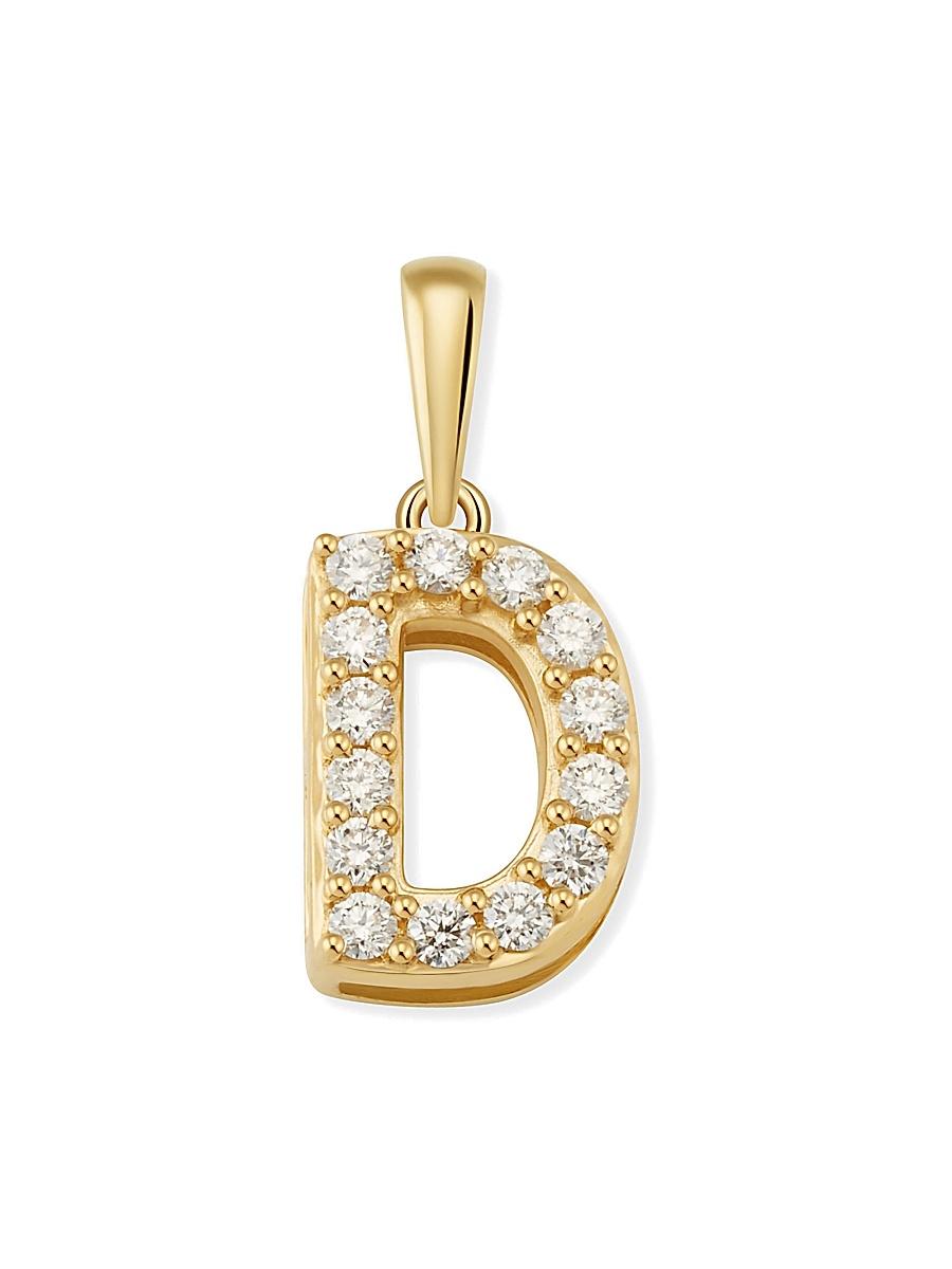 Womens 14K Yellow Gold Luxe Letter Diamond Initial Pendant Charm Product Image