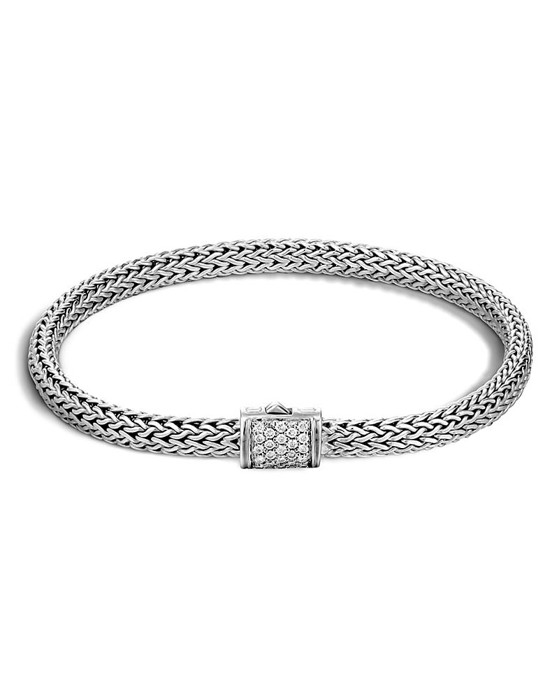 Womens Classic Chain Sterling Silver & 0.17 Diamond Bracelet Product Image