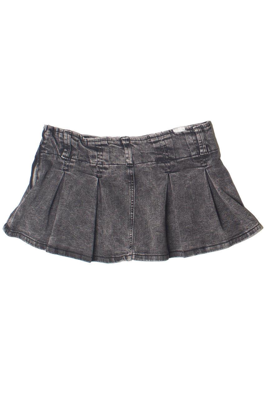 Low Rise Denim Pleated Mini Skort Product Image