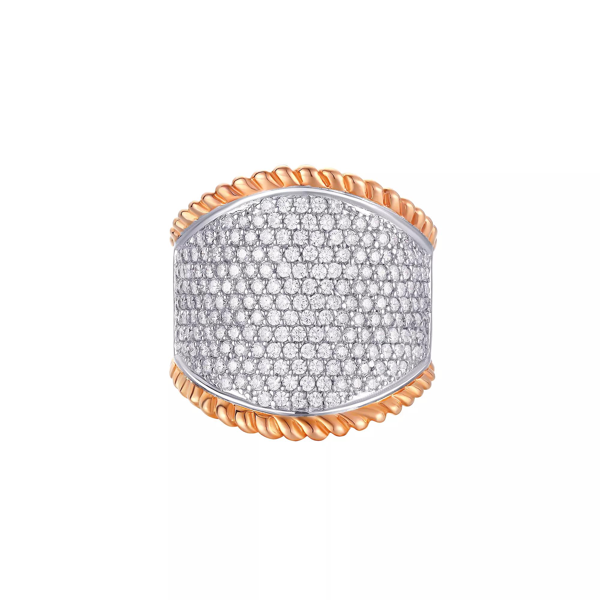 Forever Radiant Sterling Silver Two-Tone Cubic Zirconia Ring, Women's, Size: 6, Two Tone Product Image