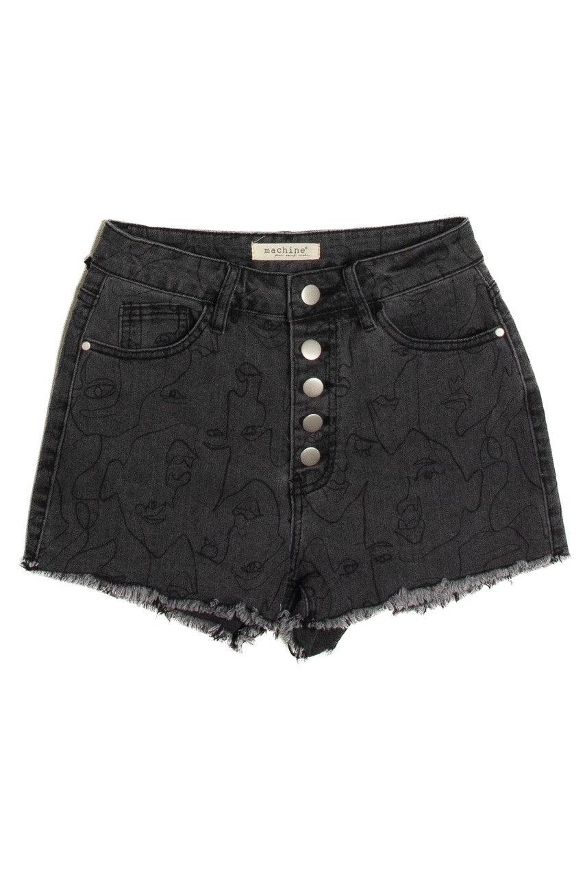 Face Denim Shorts Product Image