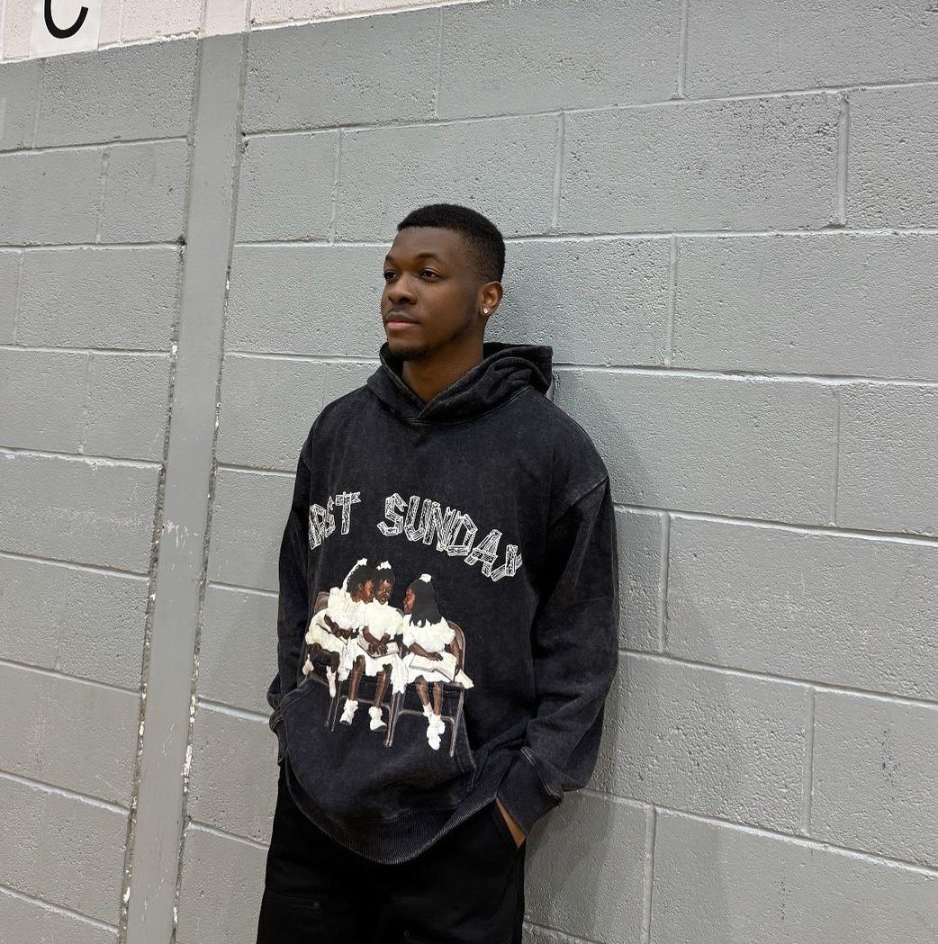 Vintage Angels Descend Graphic Acid Washed Oversized Hoodie Product Image